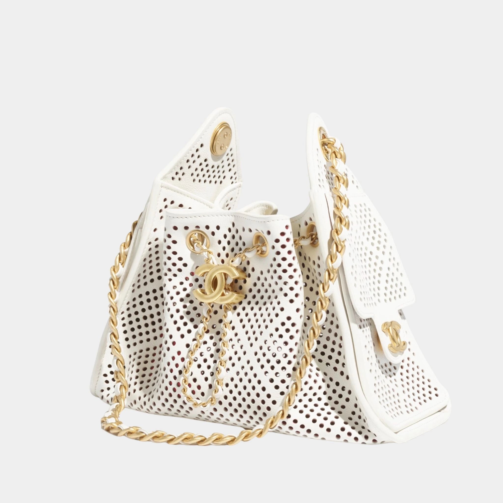 Chanel 25 Mini Handbag Perforated Calfskin & Gold Tone Metal, Side