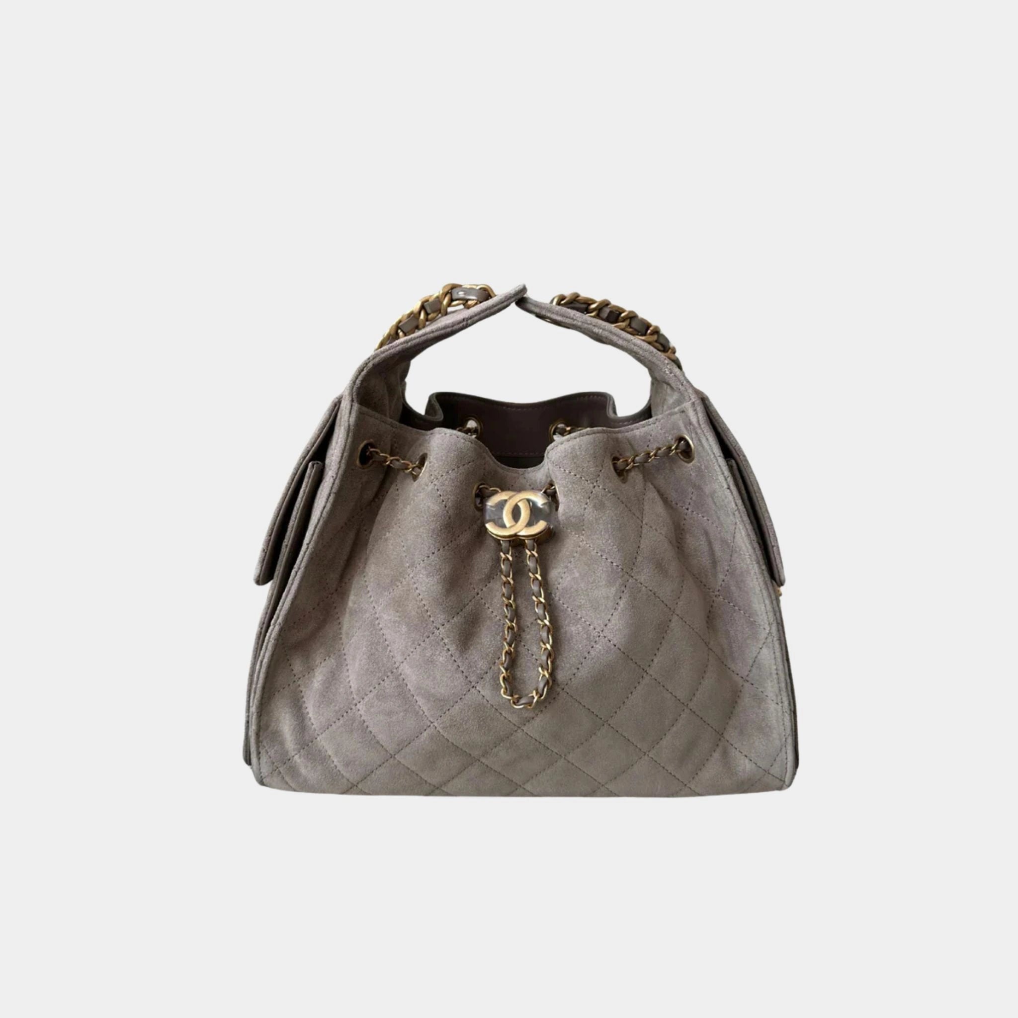 Chanel 25 Small Handbag Suede & Gold Tone Metal