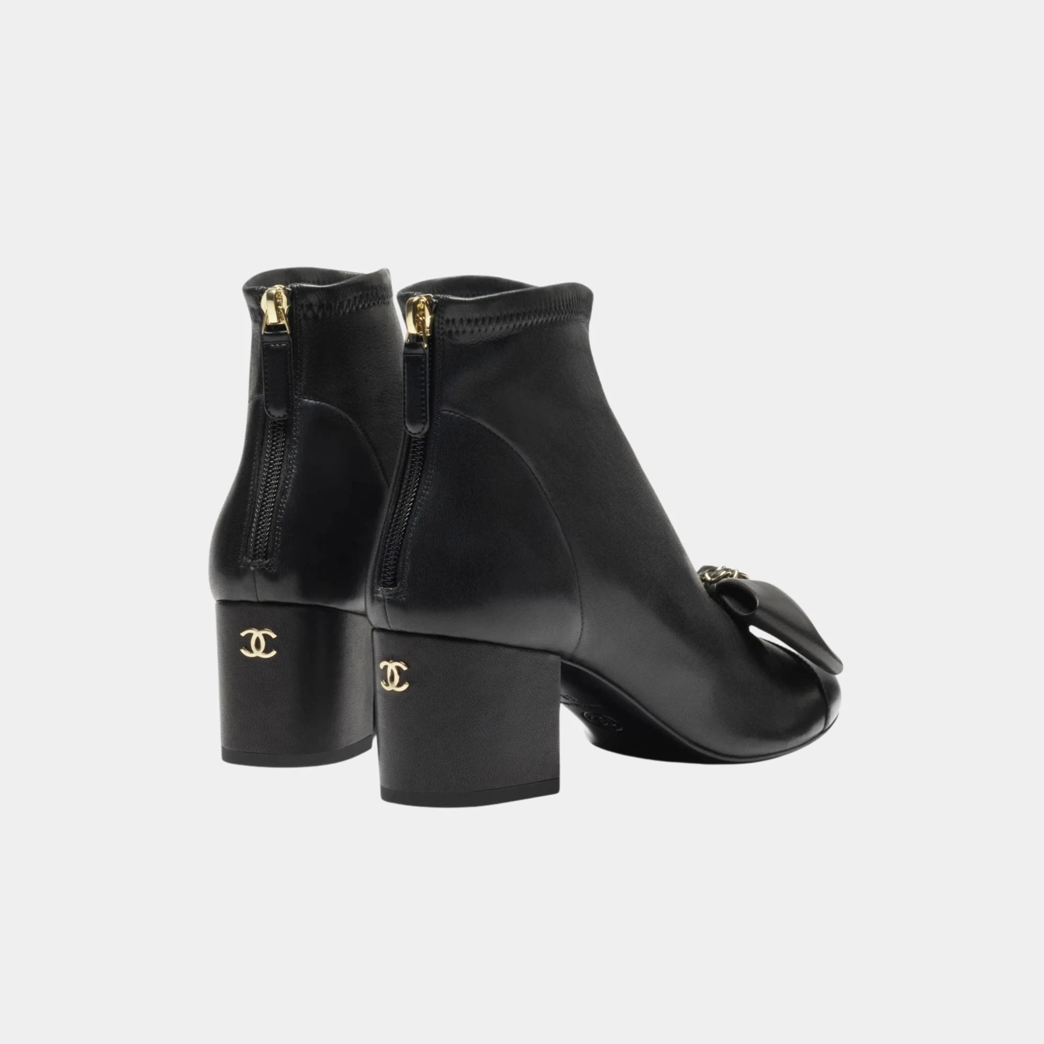 Chanel Ankle Boots in Stretch Lambskin, Black, Back