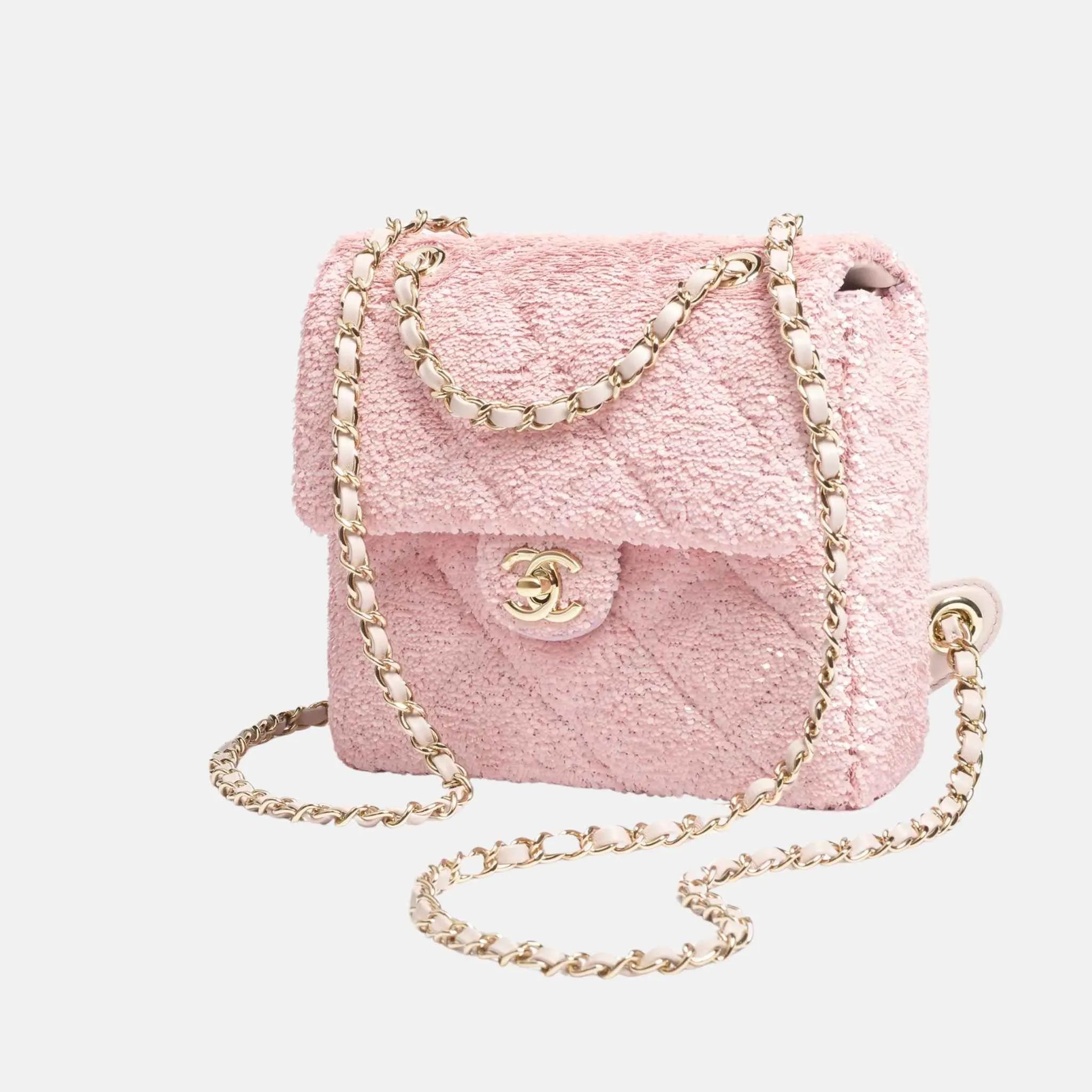 Chanel Backpack in Quilted Sequins and Gold Metal, Front