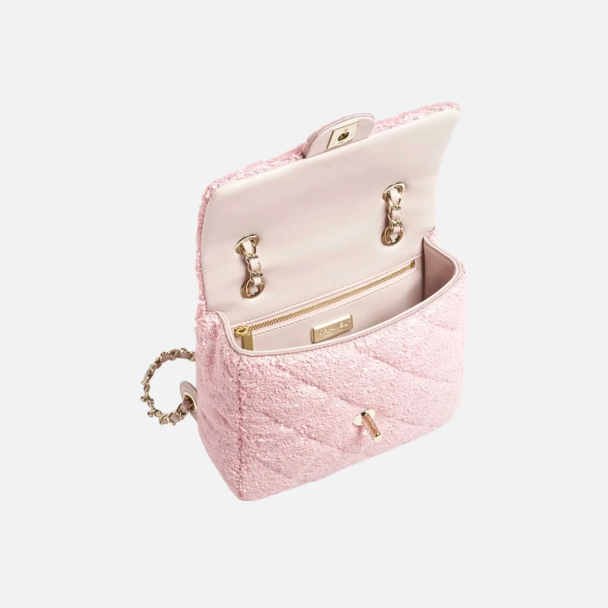 Chanel Backpack in Quilted Sequins and Gold Metal, Inside