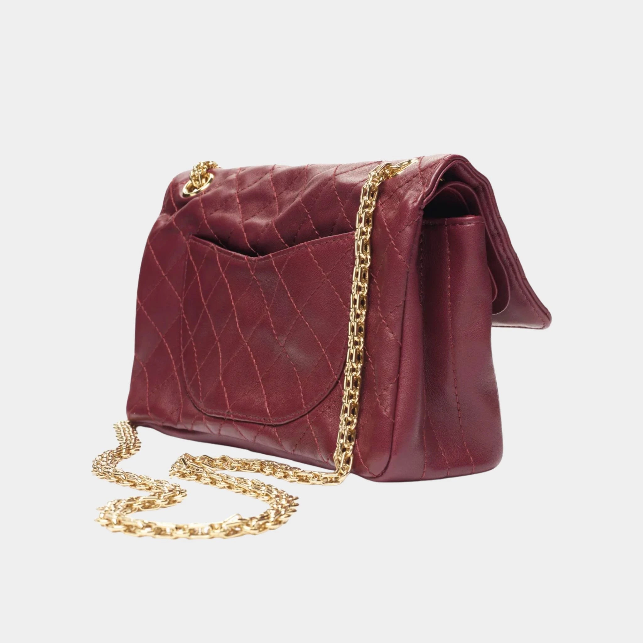 Chanel Bag 2.55 Lamb & gold-plated metal, Dark Burgundy, back