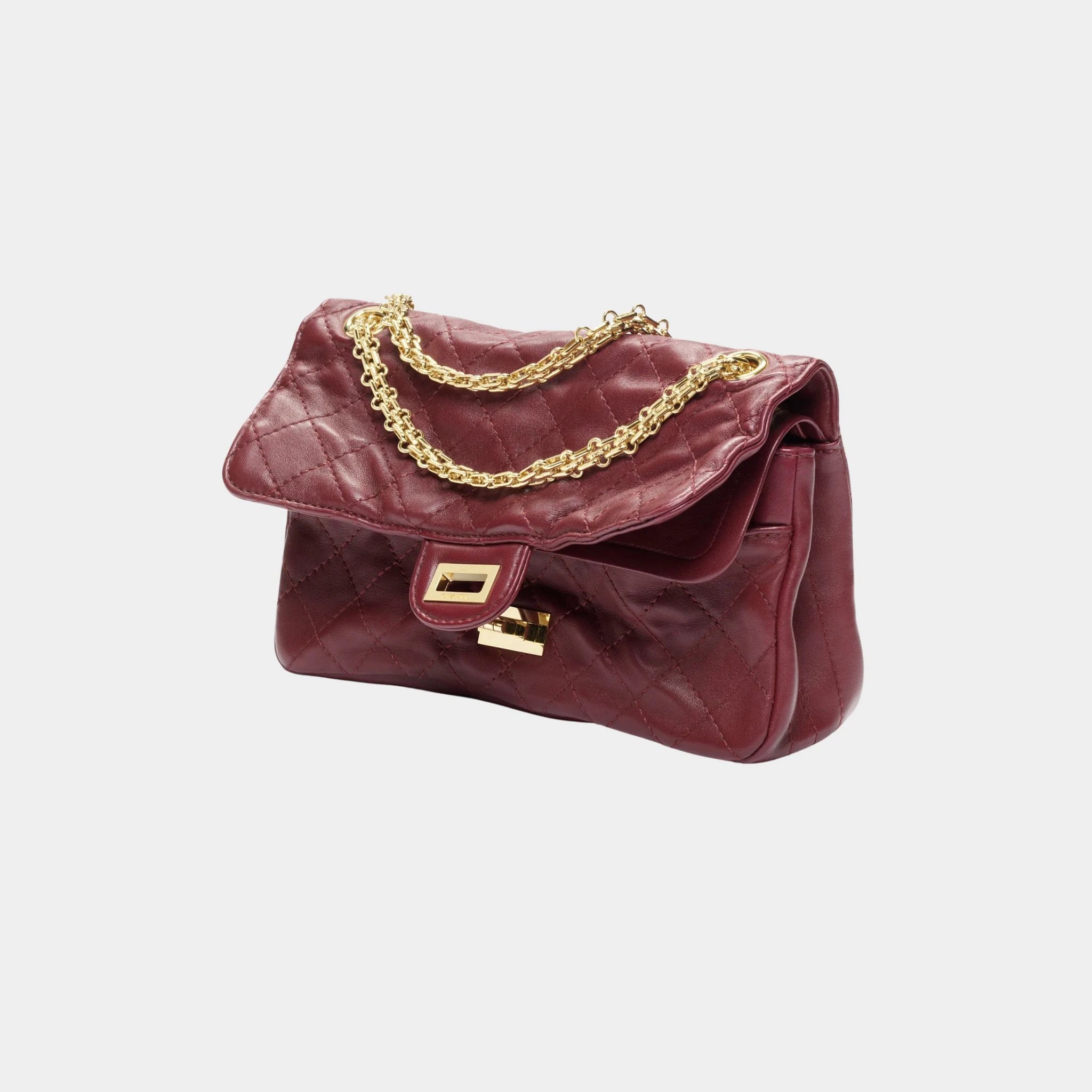 Chanel Bag 2.55 Lamb & gold-plated metal, Dark Burgundy, Side