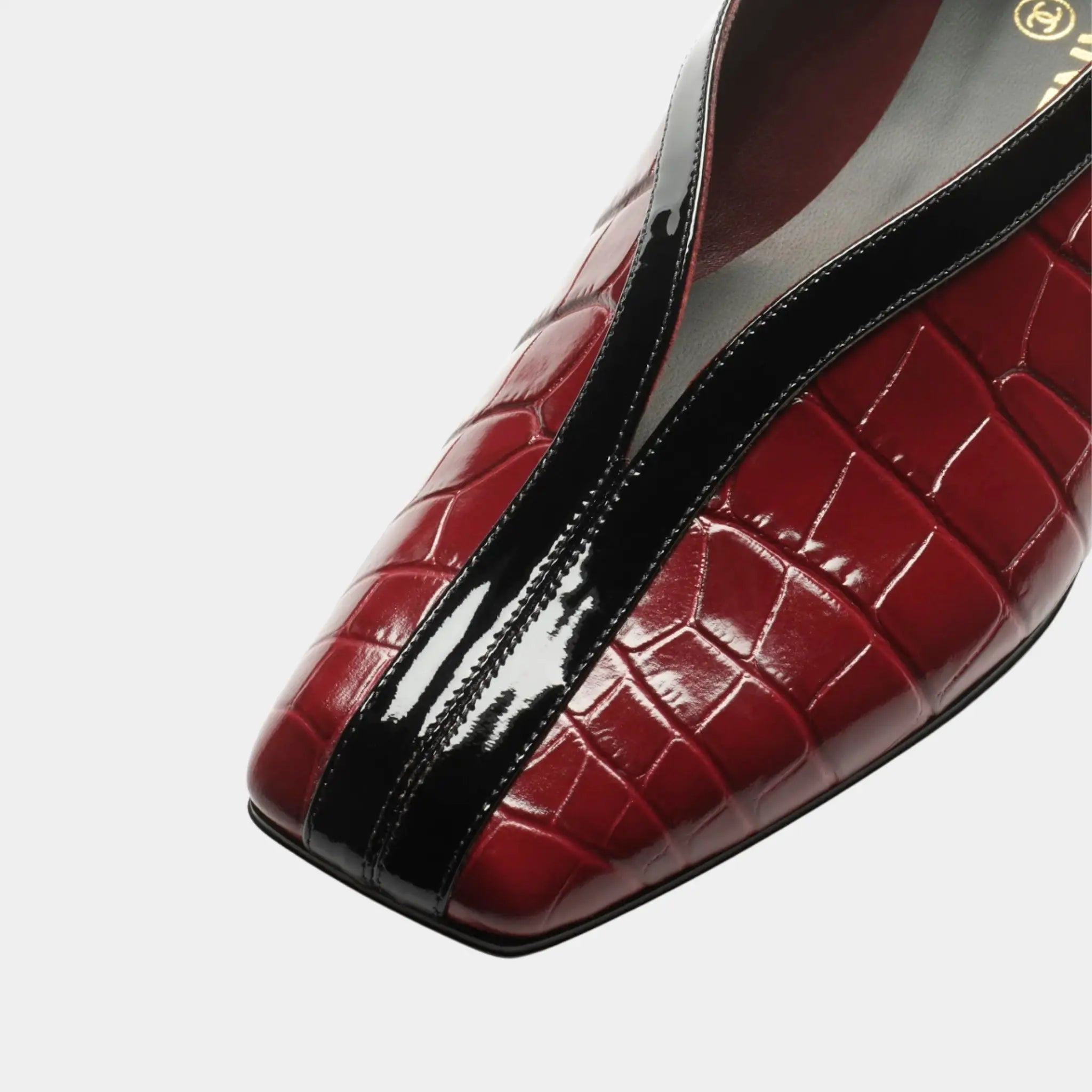 Ballet Flats in Crocodile Embossed Calfskin & Patent Calfskin