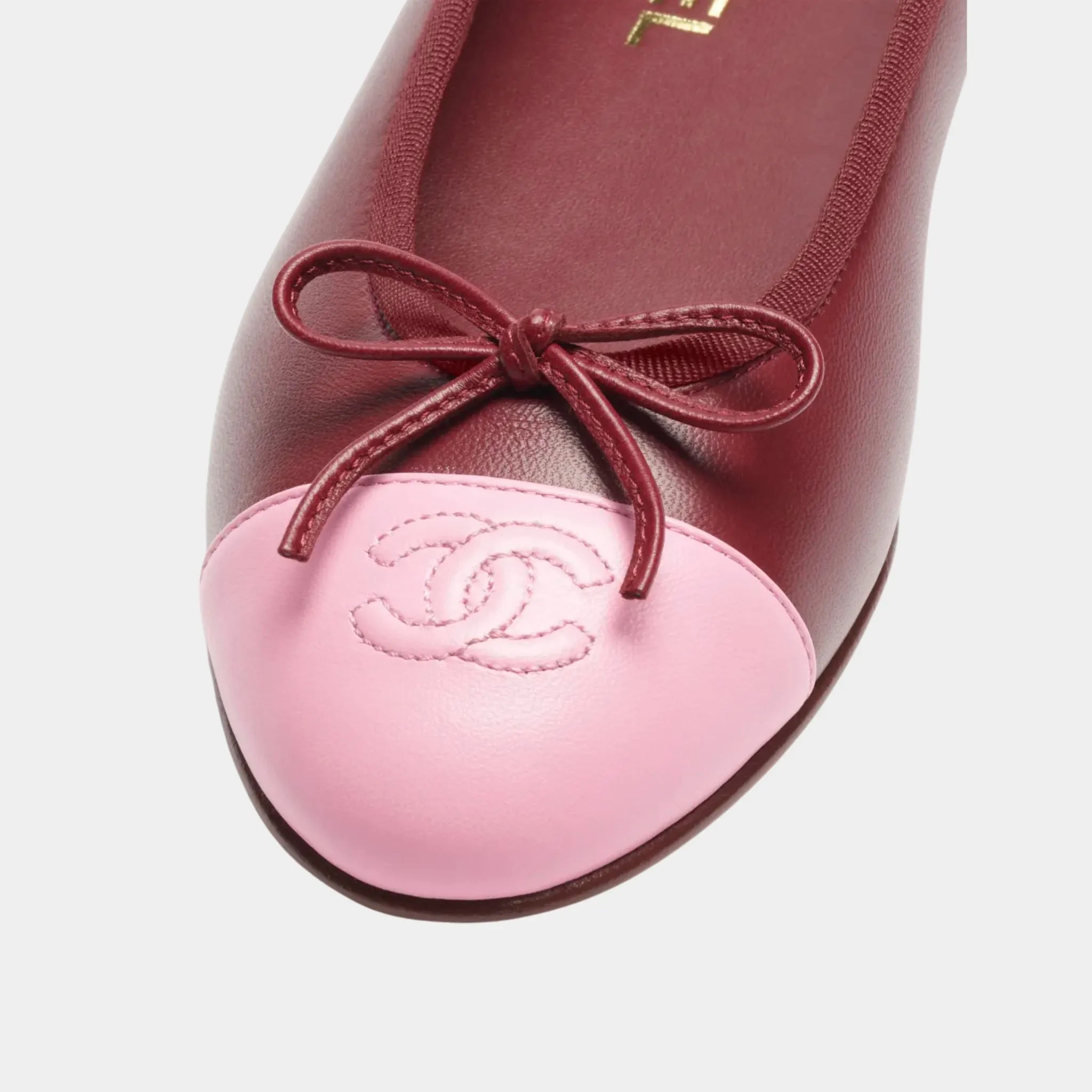 Chanel Ballet Flats in Lambskin Burgundy & Pink, Top