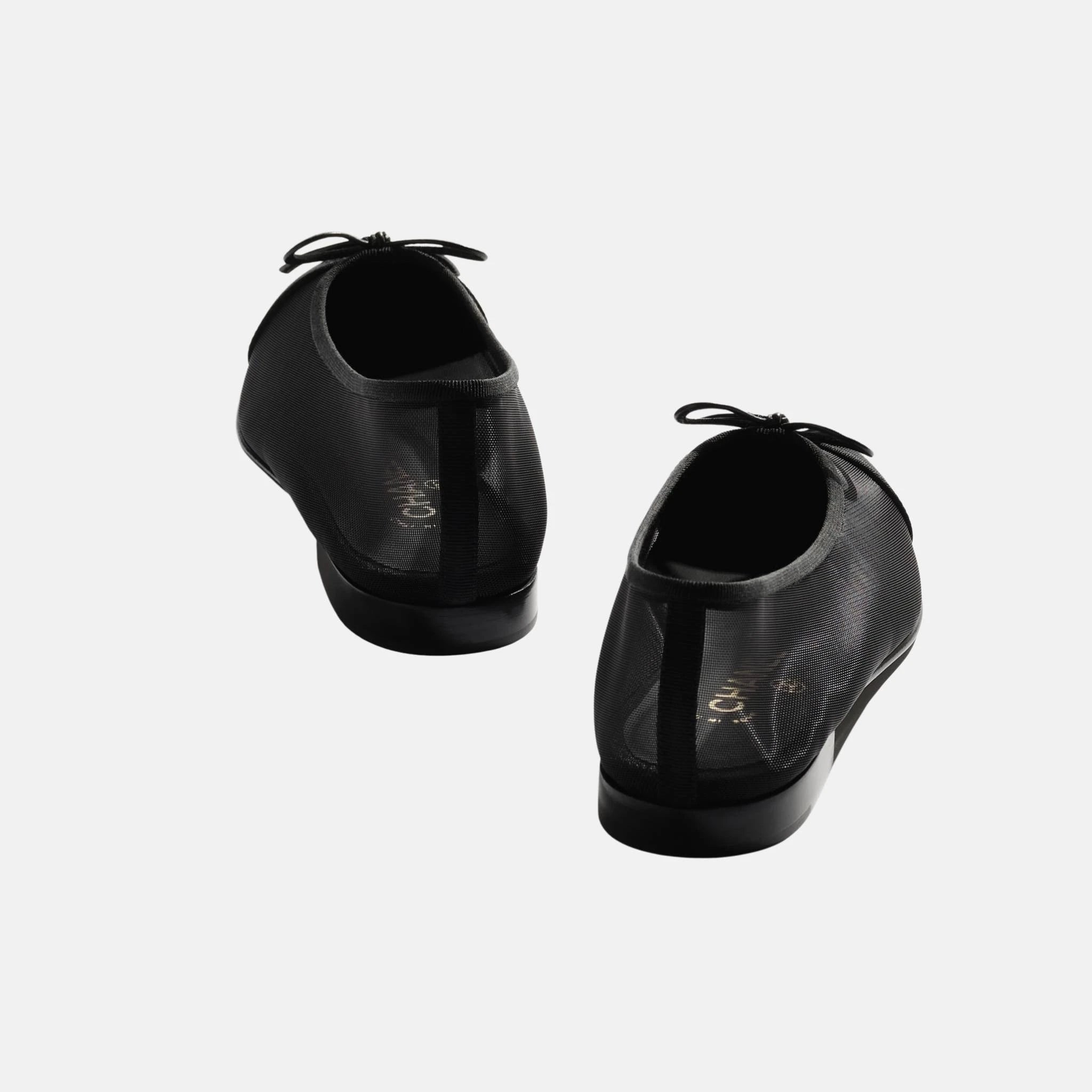 Chanel Ballet Flats in Mesh and Grosgrain, Black, Back