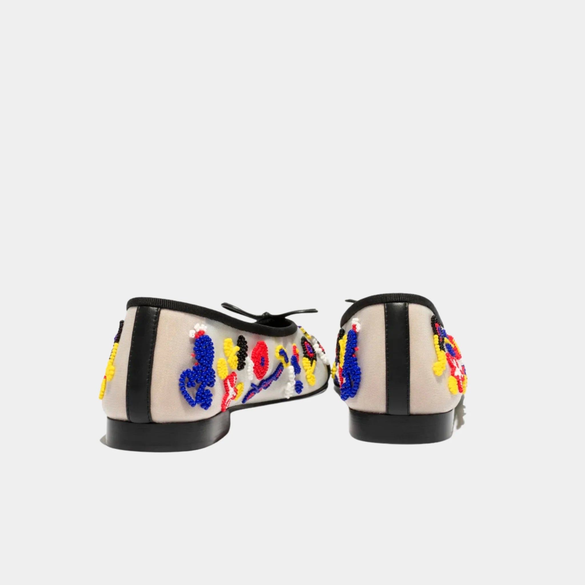 Chanel Ballet Flats in Mesh Imitation Pearls & Grosgrain, Multicolour, Back