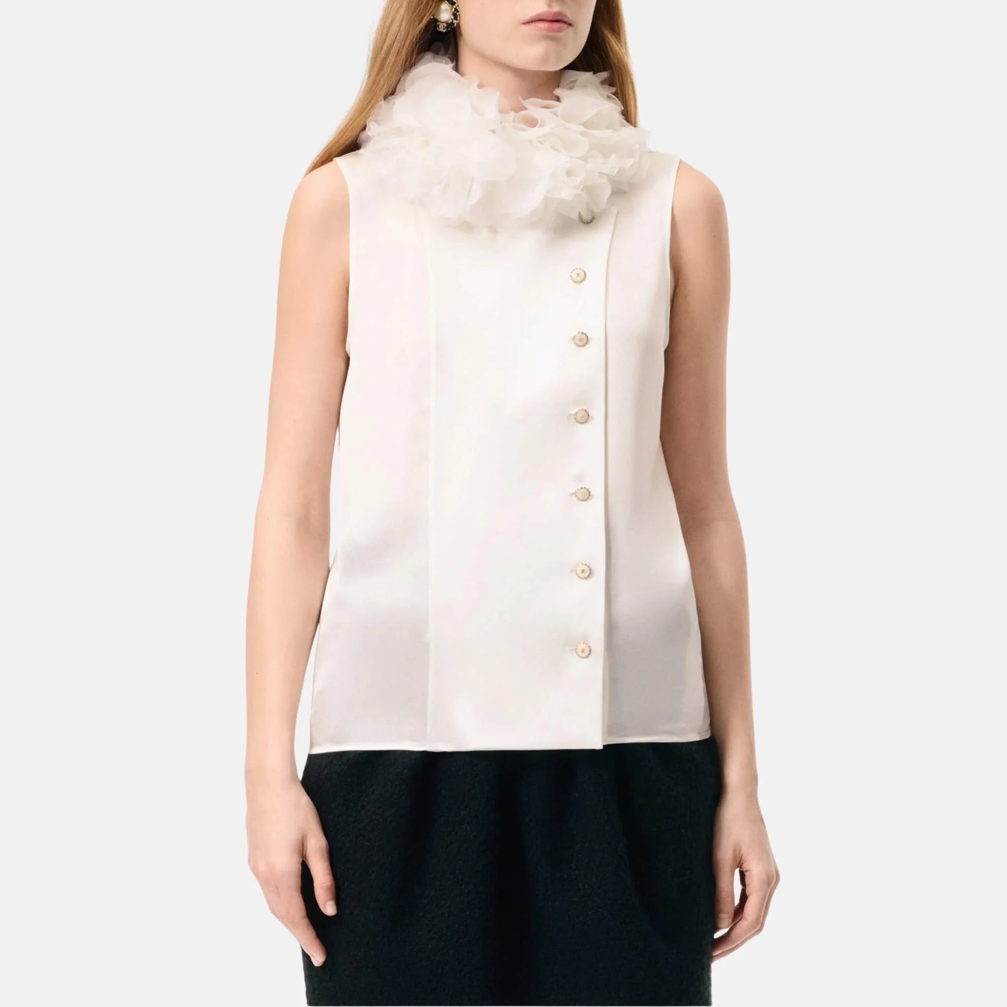 Chanel Blouse Satin And Silk Muslin