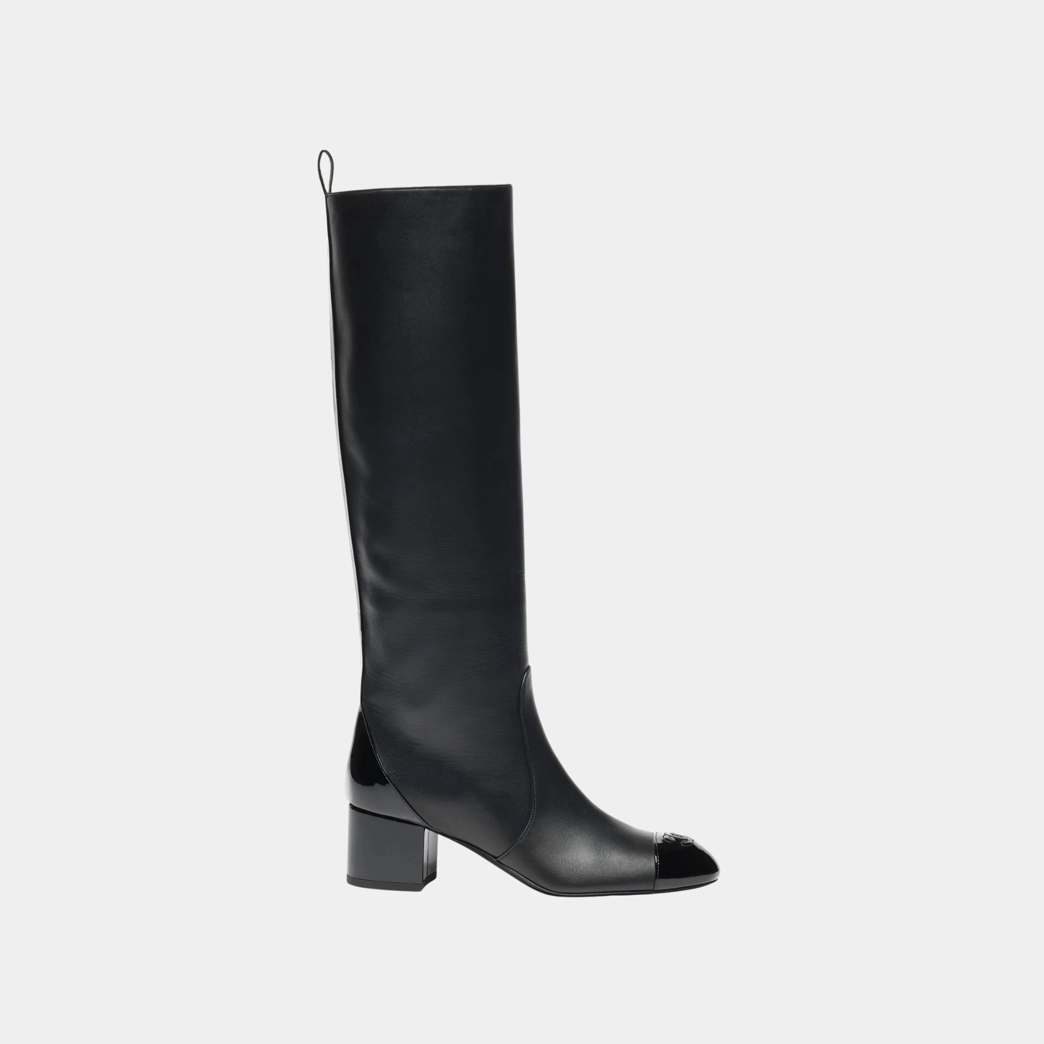 Chanel Boots in Calfskin and Patent Calfskin, Black, Side