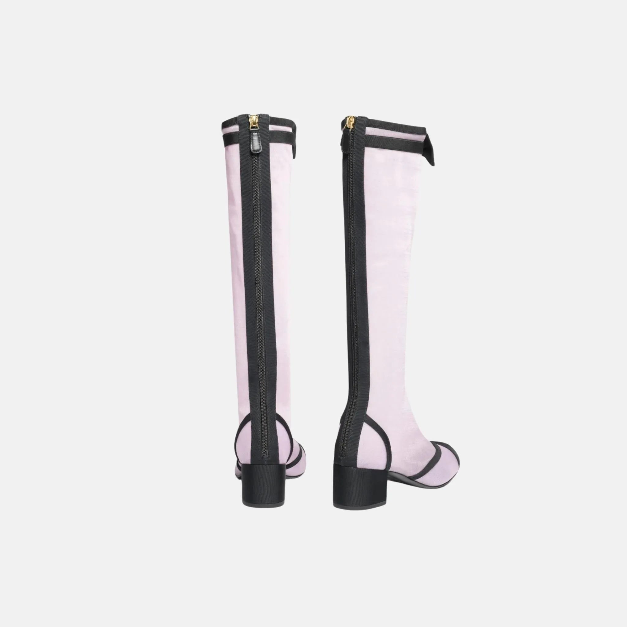 Chanel Boots in Mesh and Grosgrain, Light Pink, Back