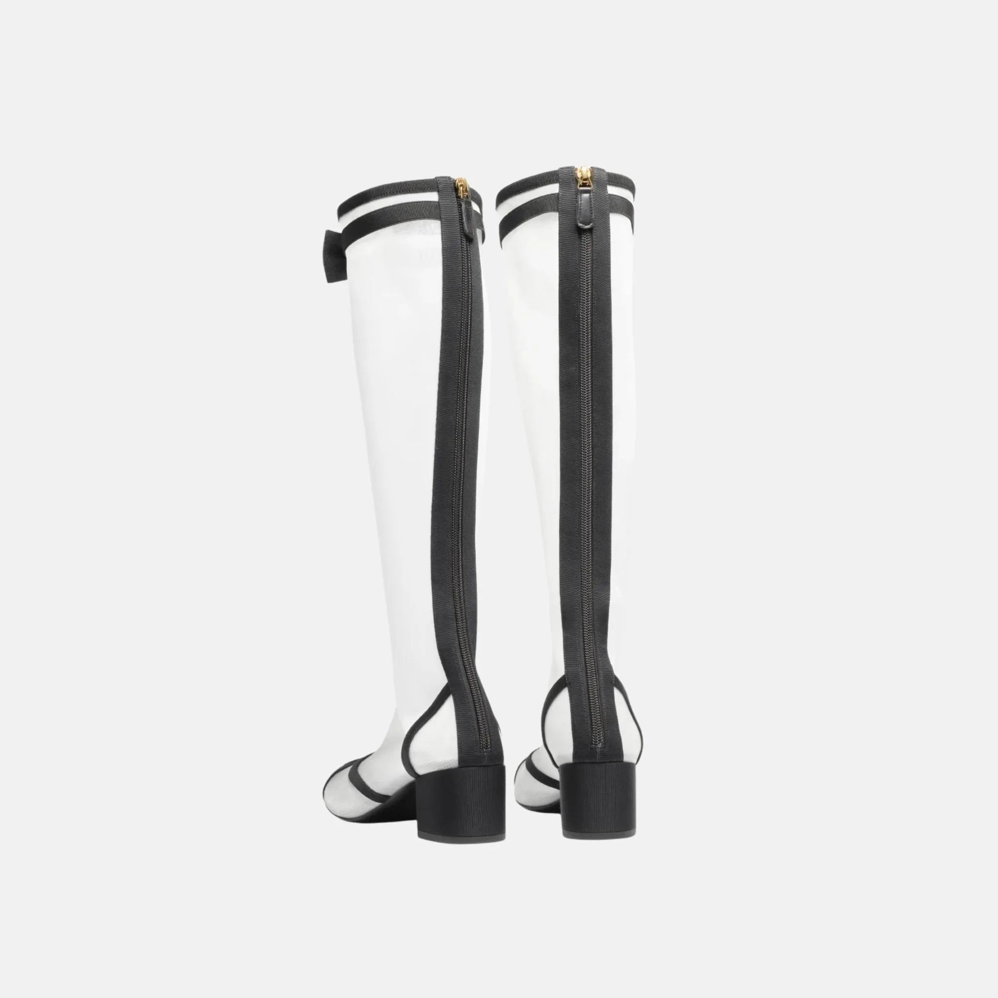 Chanel Boots in Mesh and Grosgrain, White, Back