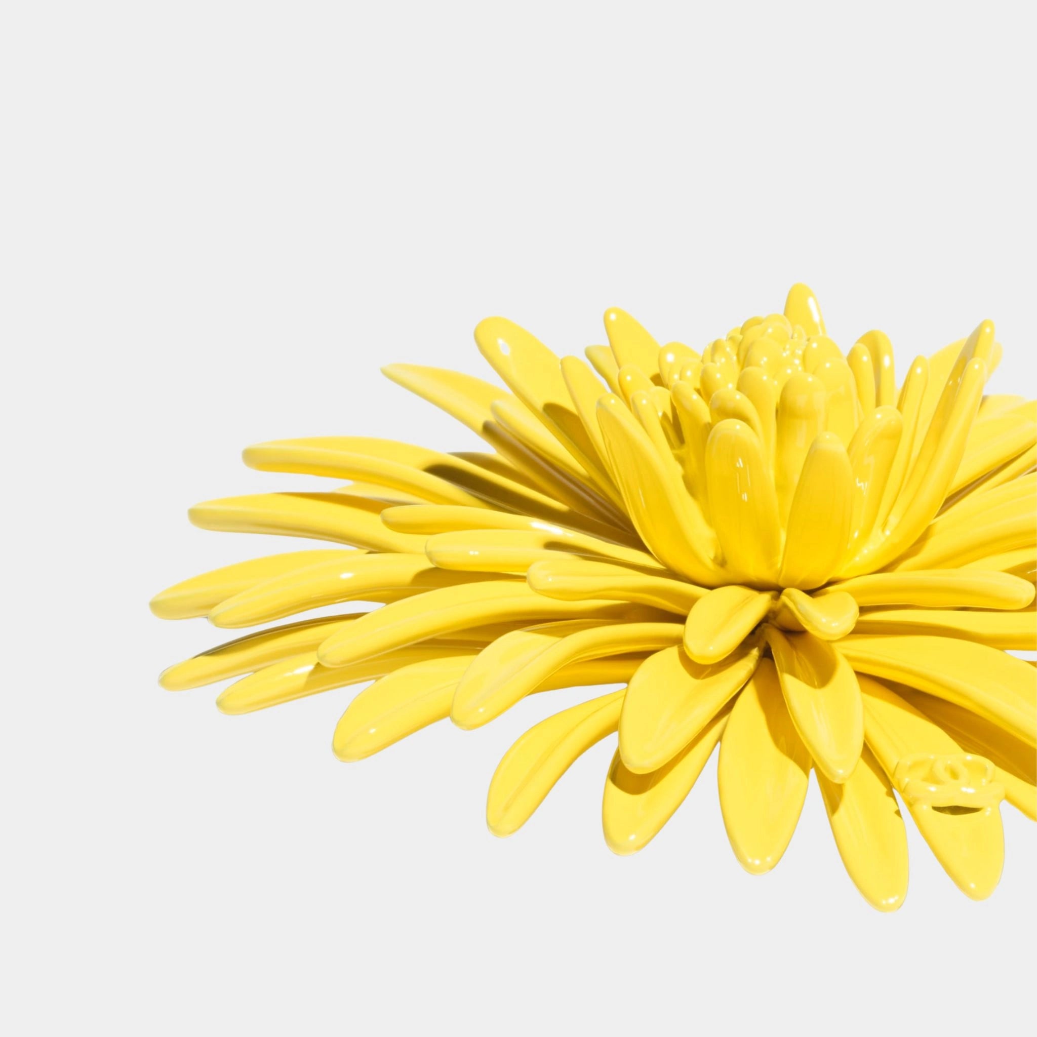 Chanel Brooch Metal & Resin, Yellow, Side