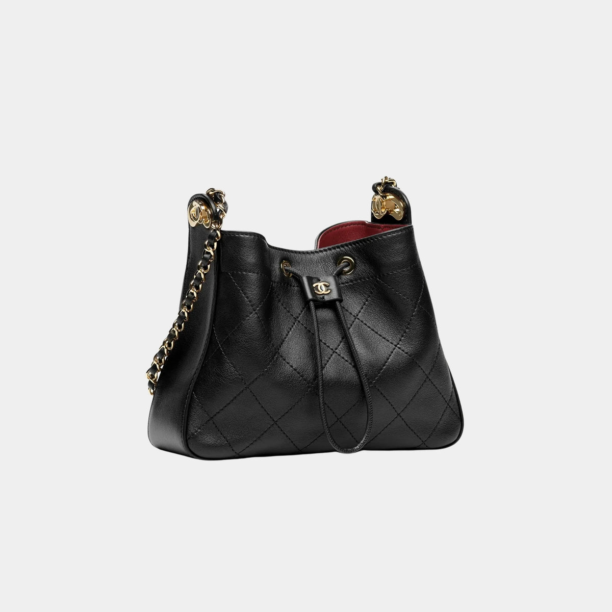 Bucket Bag Lamb Calf & Gold-Plated Metal Black