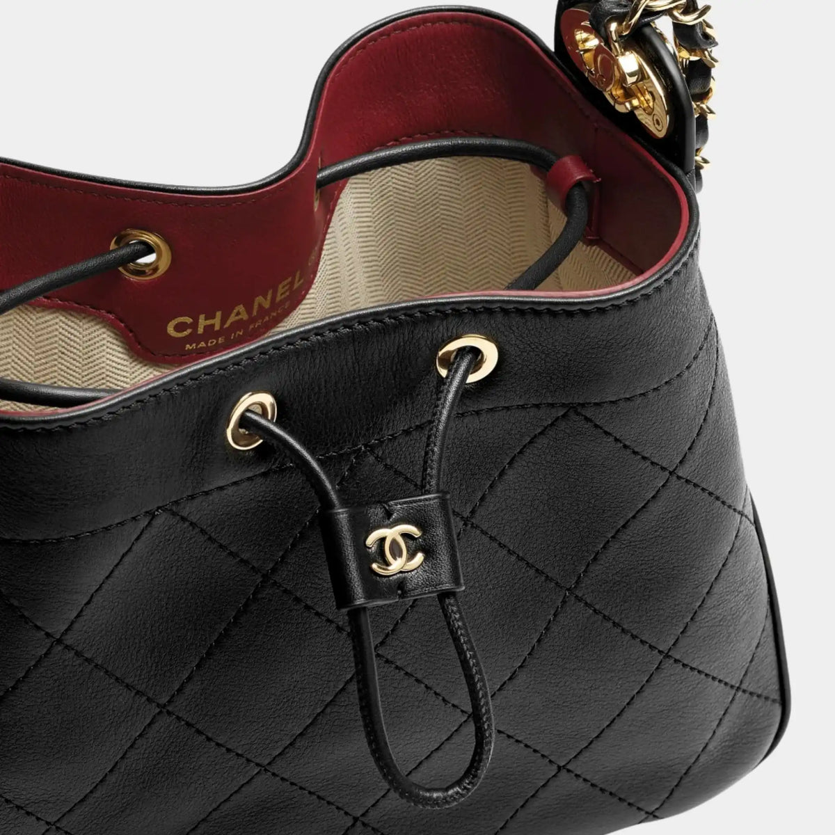 Bucket Bag Lamb Calf & Gold-Plated Metal Black
