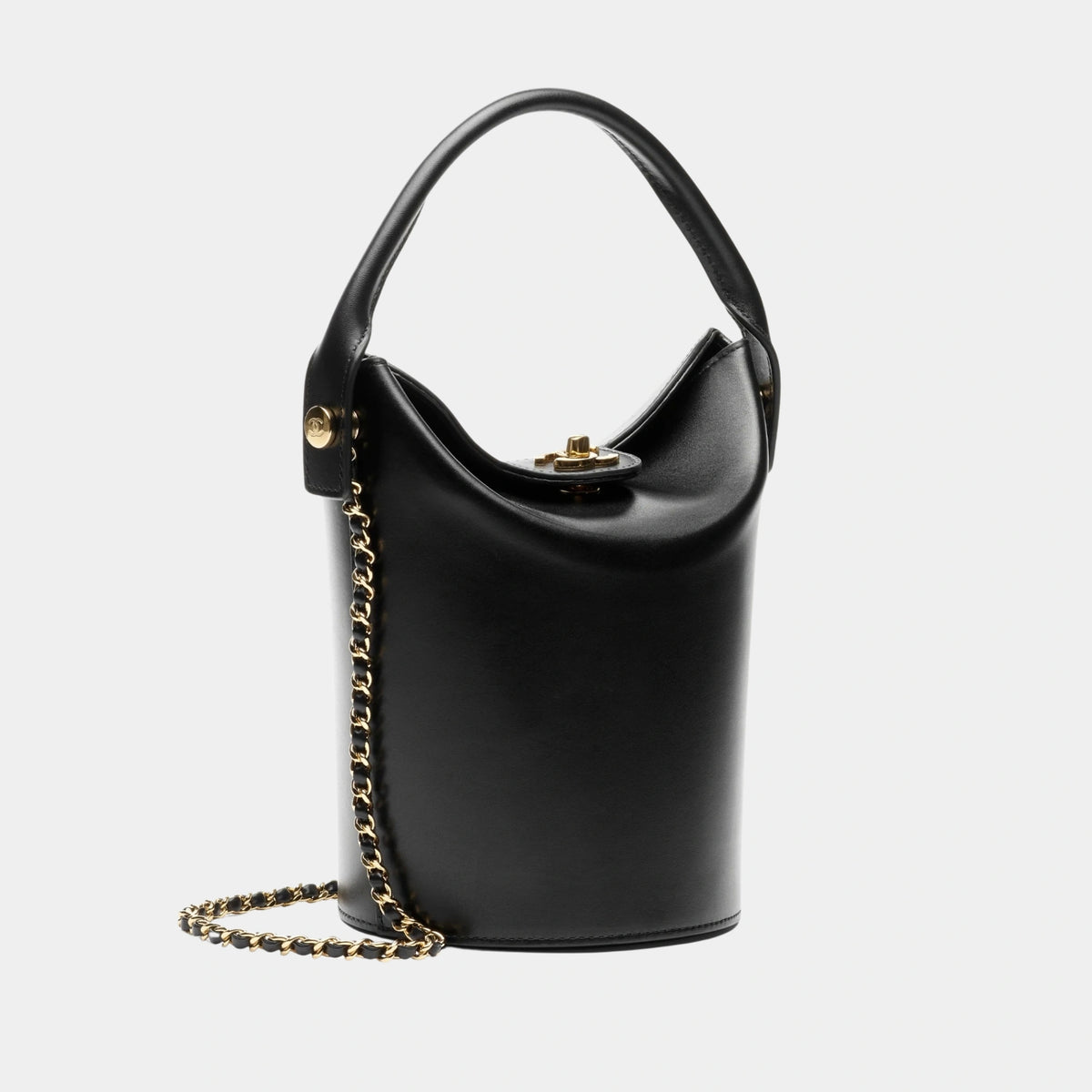 Chanel Bucket Bag Shiny Calfskin & Gold-Tone Metal Black