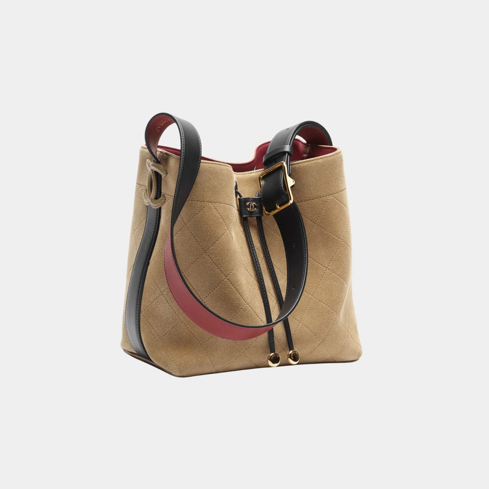 Bucket Bag Suede Calfskin, Calfskin & Gold-Tone Metal