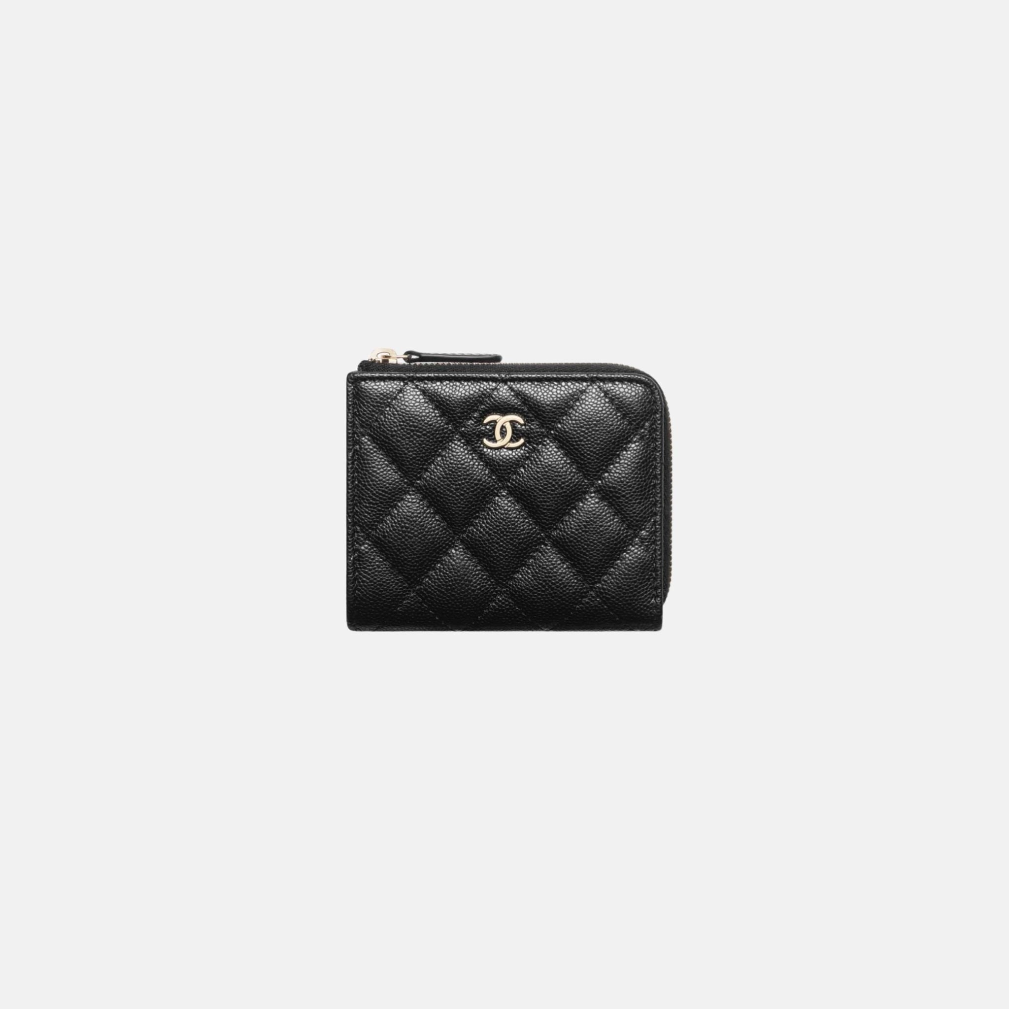 Chanel Classic Small Zipped Wallet in Grained Shiny Calfskin
