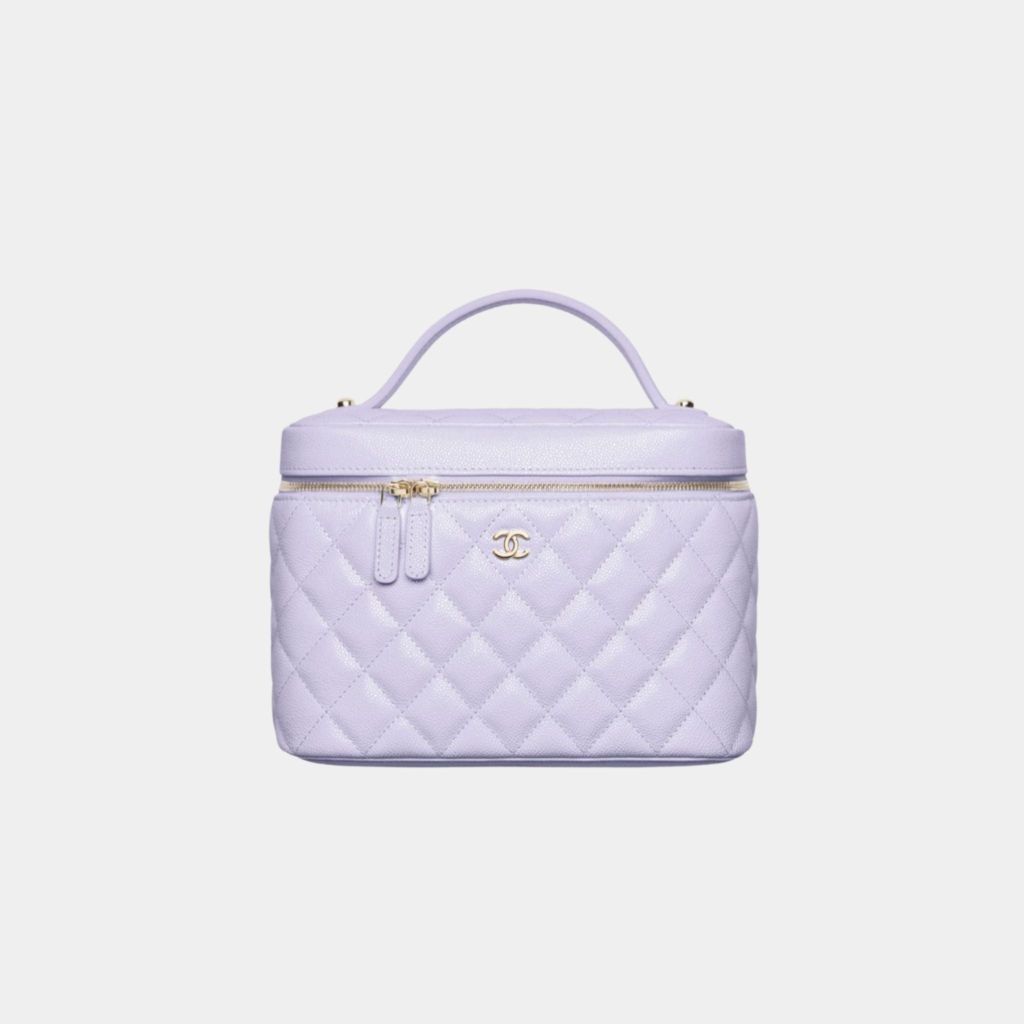 Chanel Classic Vanity Pouch in Grained Shiny Calfskin, Light Purple