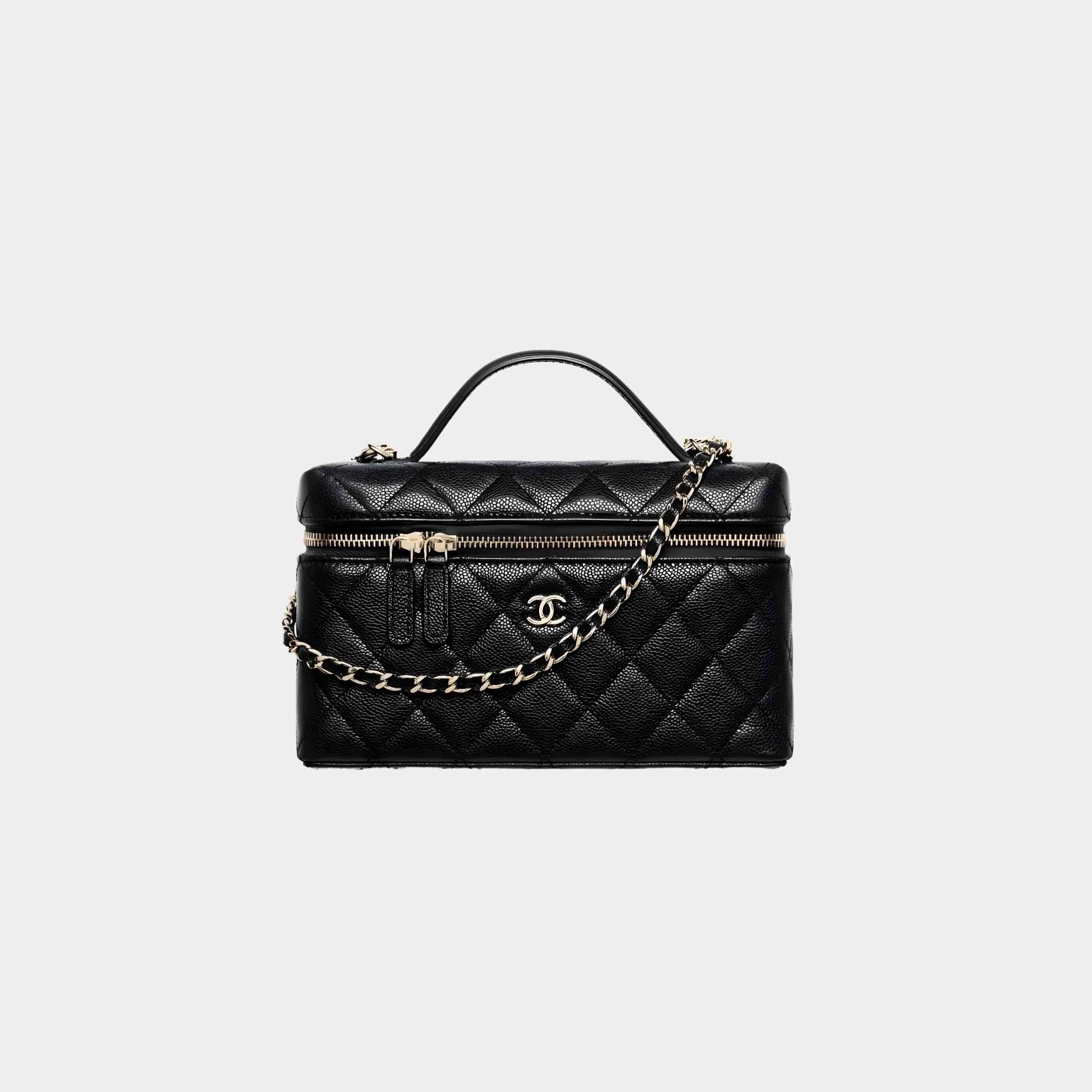 Chanel Classic Vanity with Chain in Grained Shiny Calfskin, Black