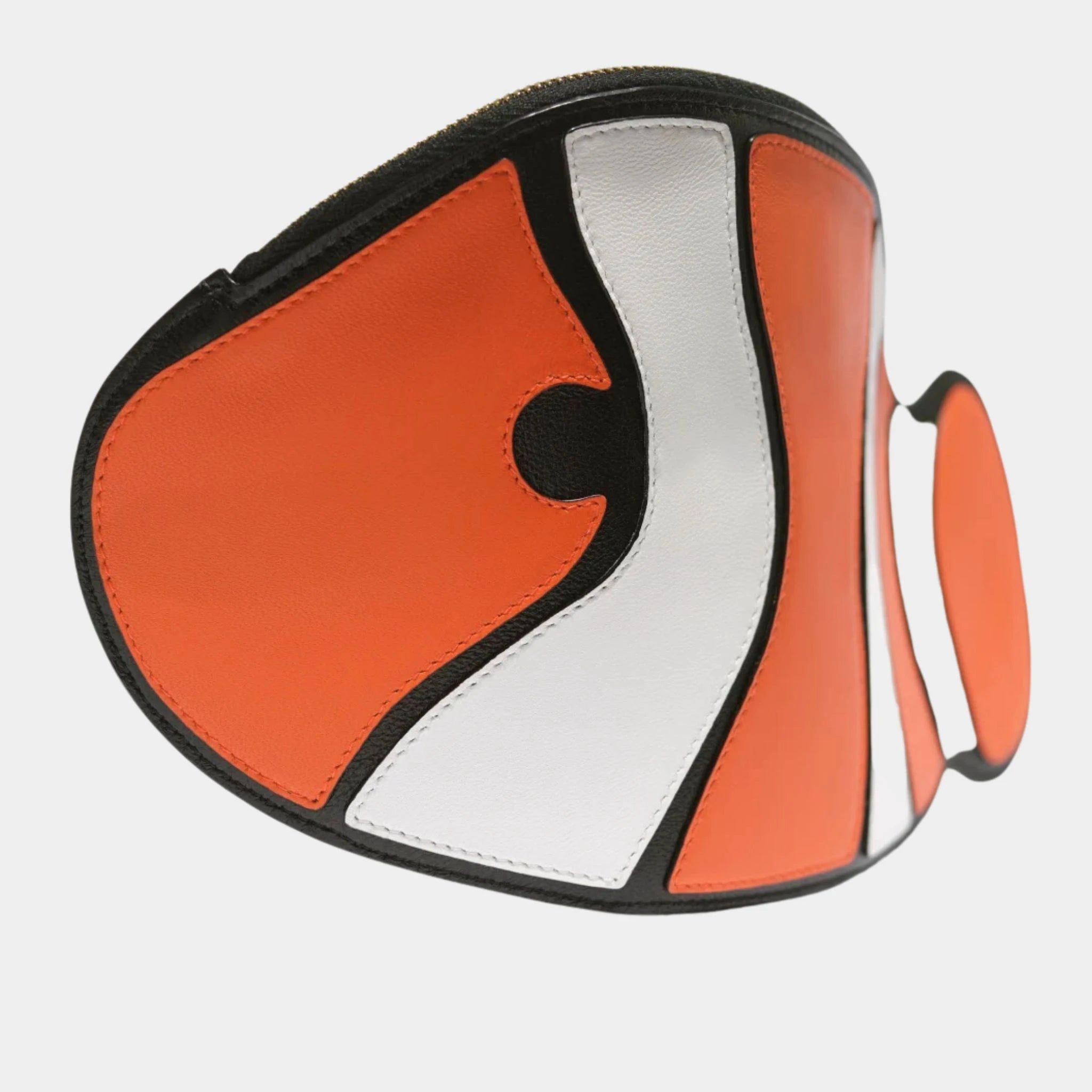 Chanel Clownfish Pouch Lamb & Gold-Plated Metal Orange White & Black, Closeup