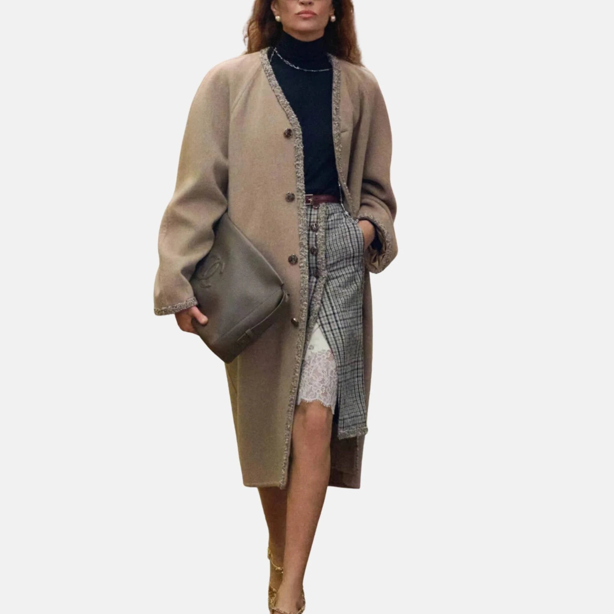 Chanel Coat Cashmere in Dune Beige