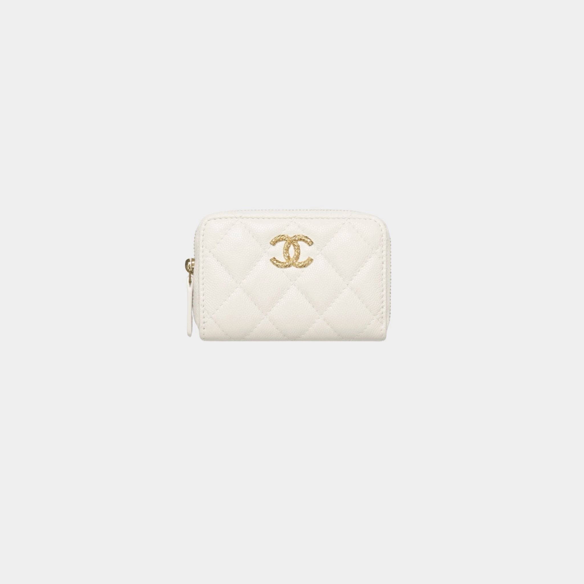 Chanel Coin Purse Shiny Grained Calfskin Strass & Gold tone Metal