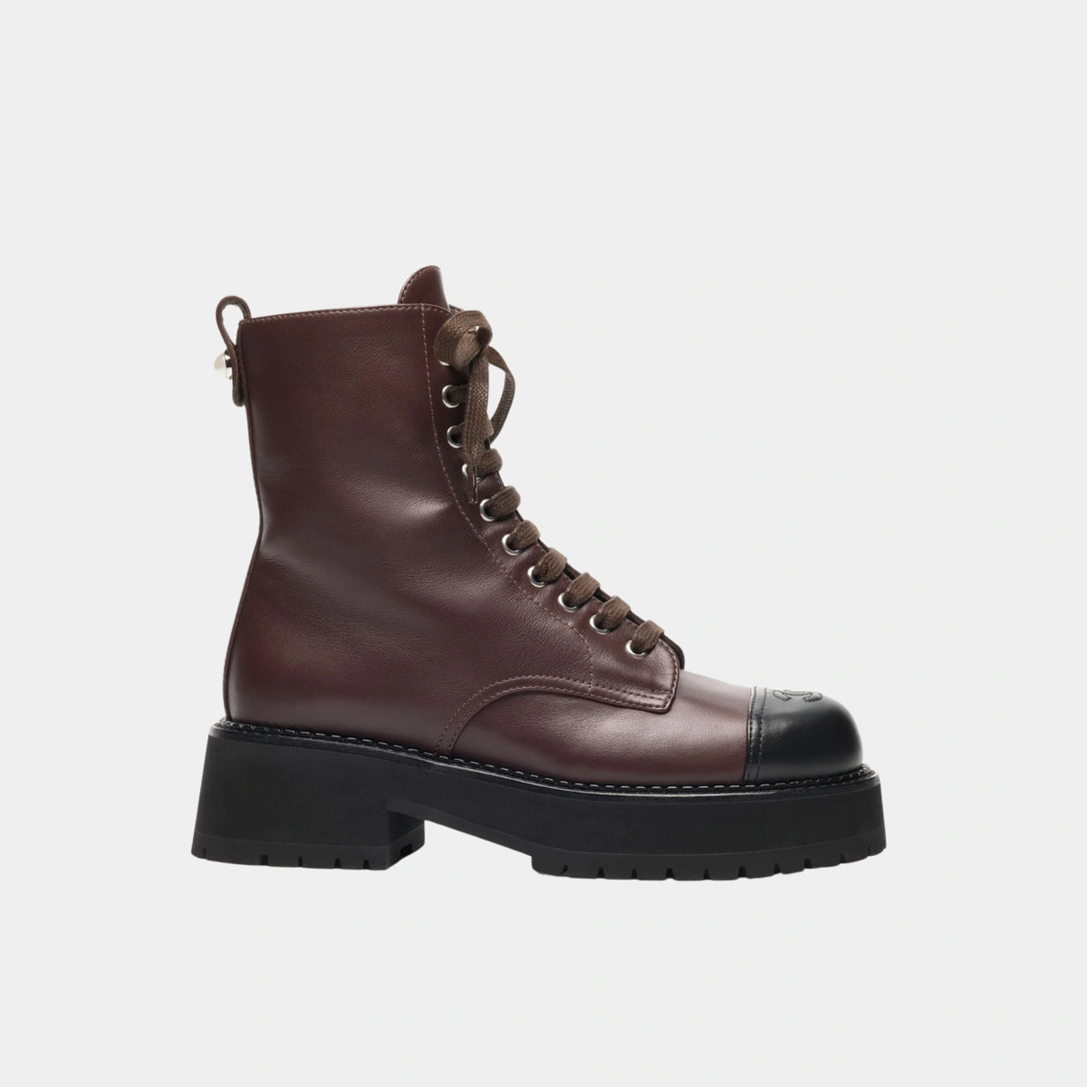 Chanel Combat Boots Calfskin Dark Brown & Black