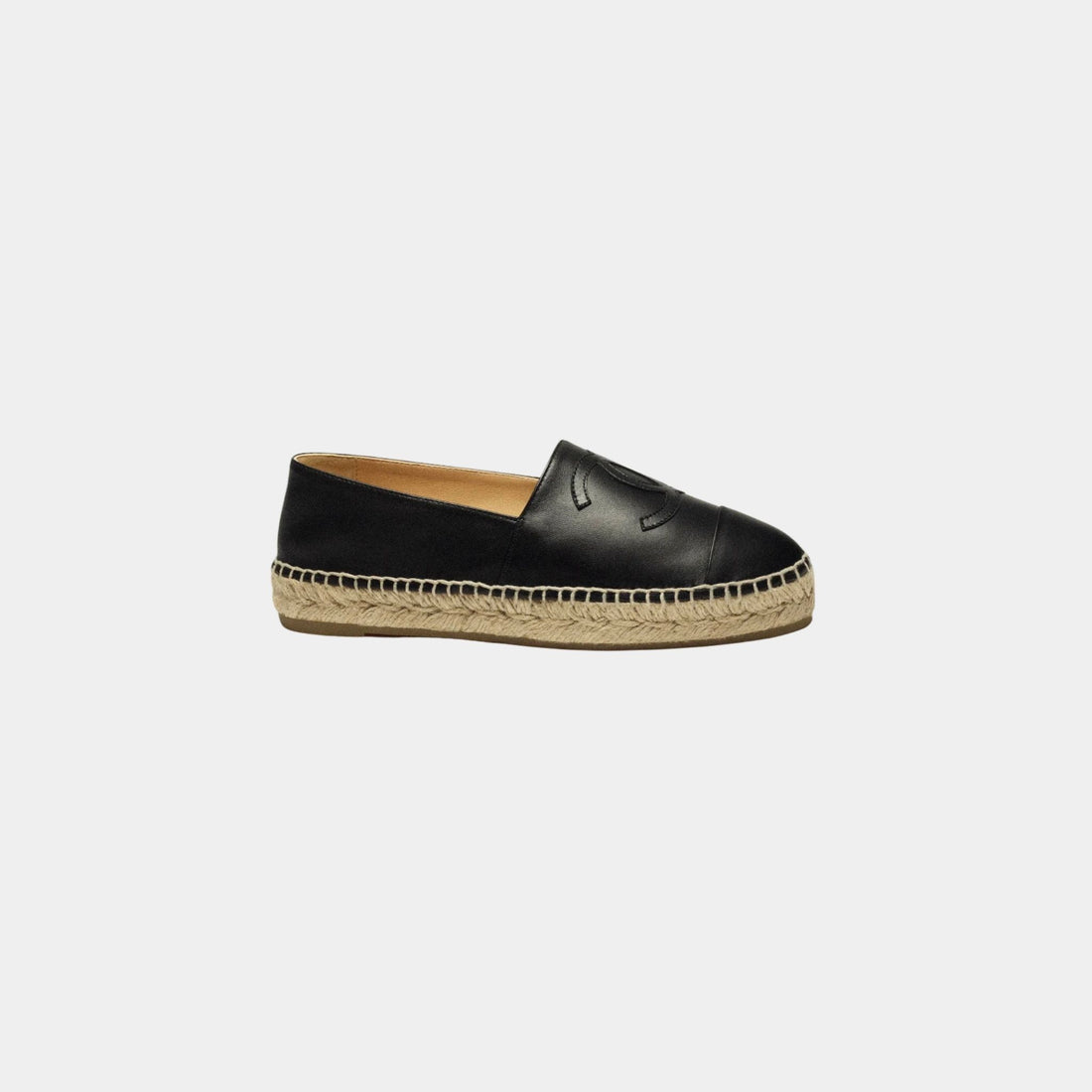 Chanel Espadrilles In Lambskin, Black, Side