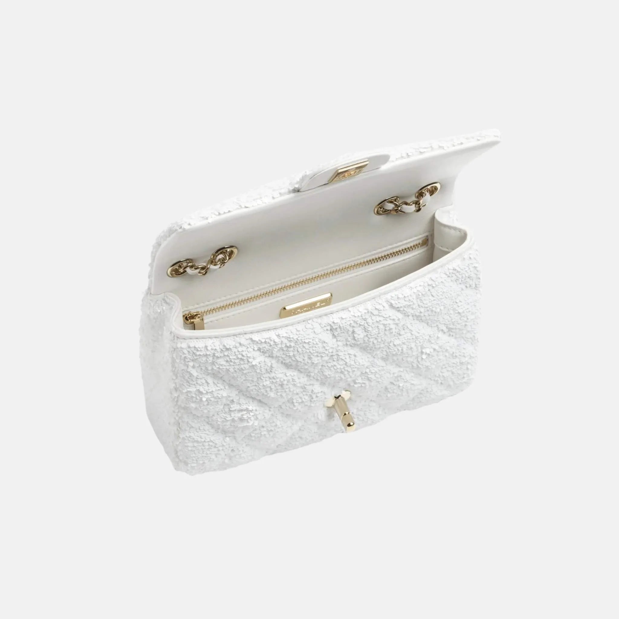 Chanel Flap Bag in Quilted Sequins and Gold Metal, Inside