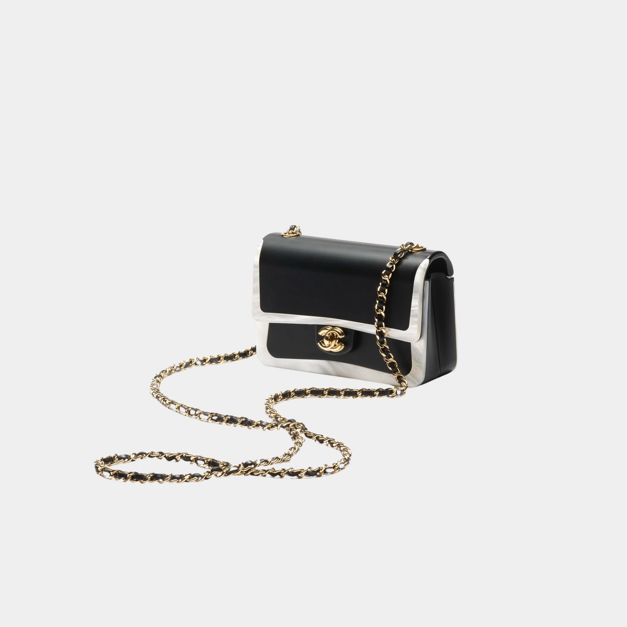 Chanel Flap Bag Minaudiere Plexi & Gold-Tone Metal
