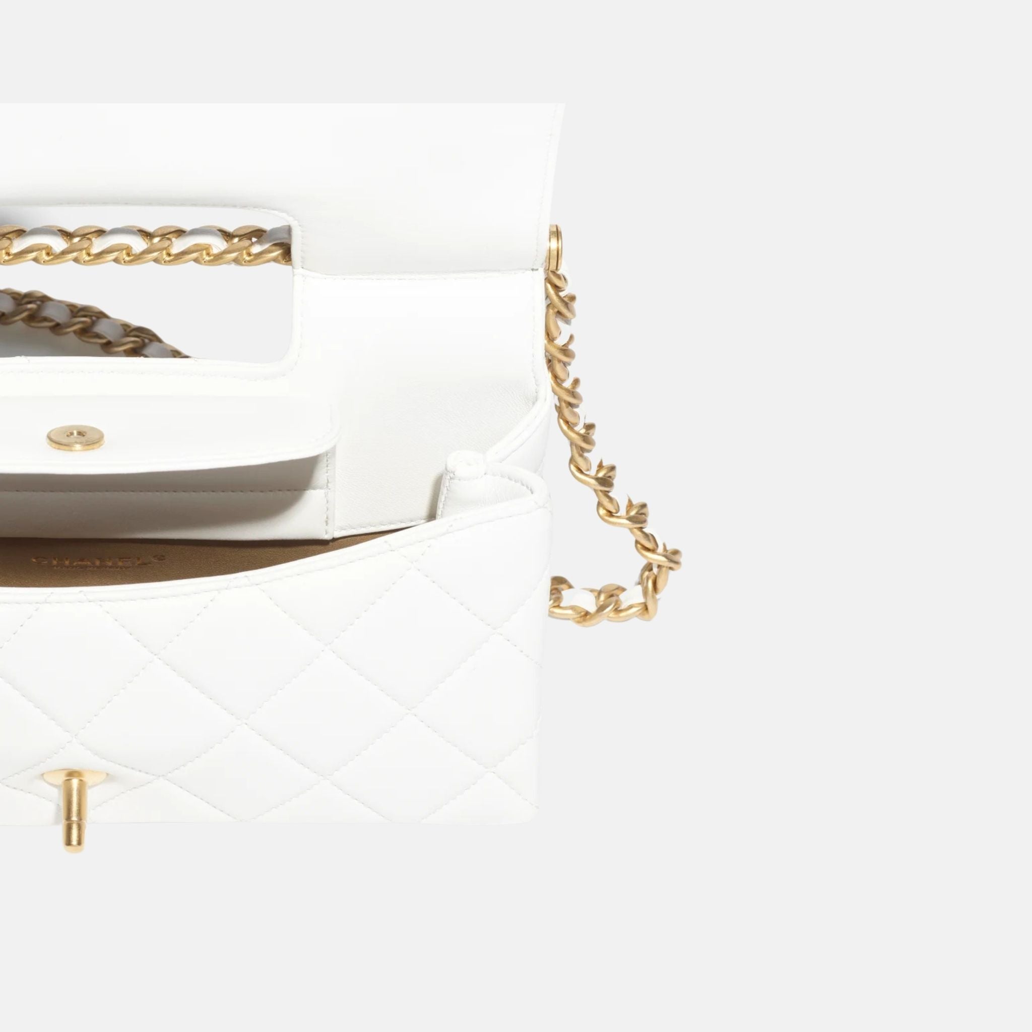 Chanel Flap Bag With Top Handle In Shiny Lambskin, Inside