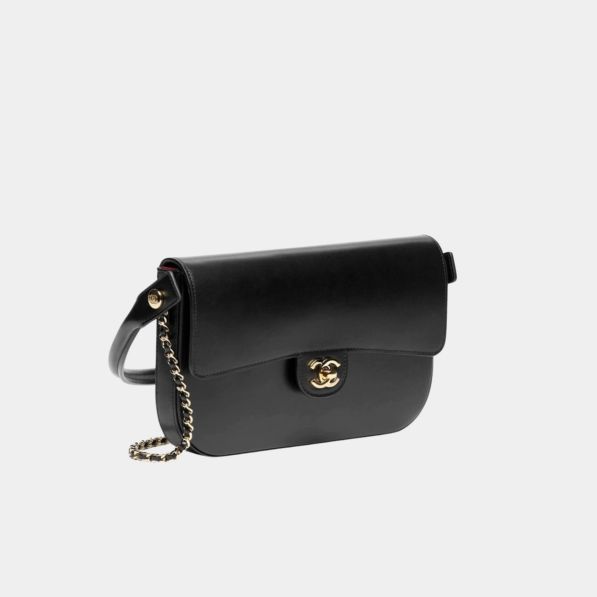 Chanel Flap Bag With Handle Calfskin & Gold-Tone metal