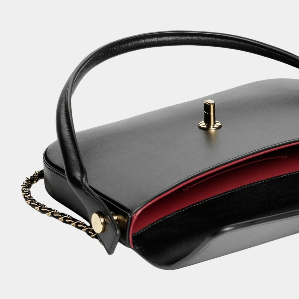 Chanel Flap Bag With Handle Calfskin & Gold-Tone metal