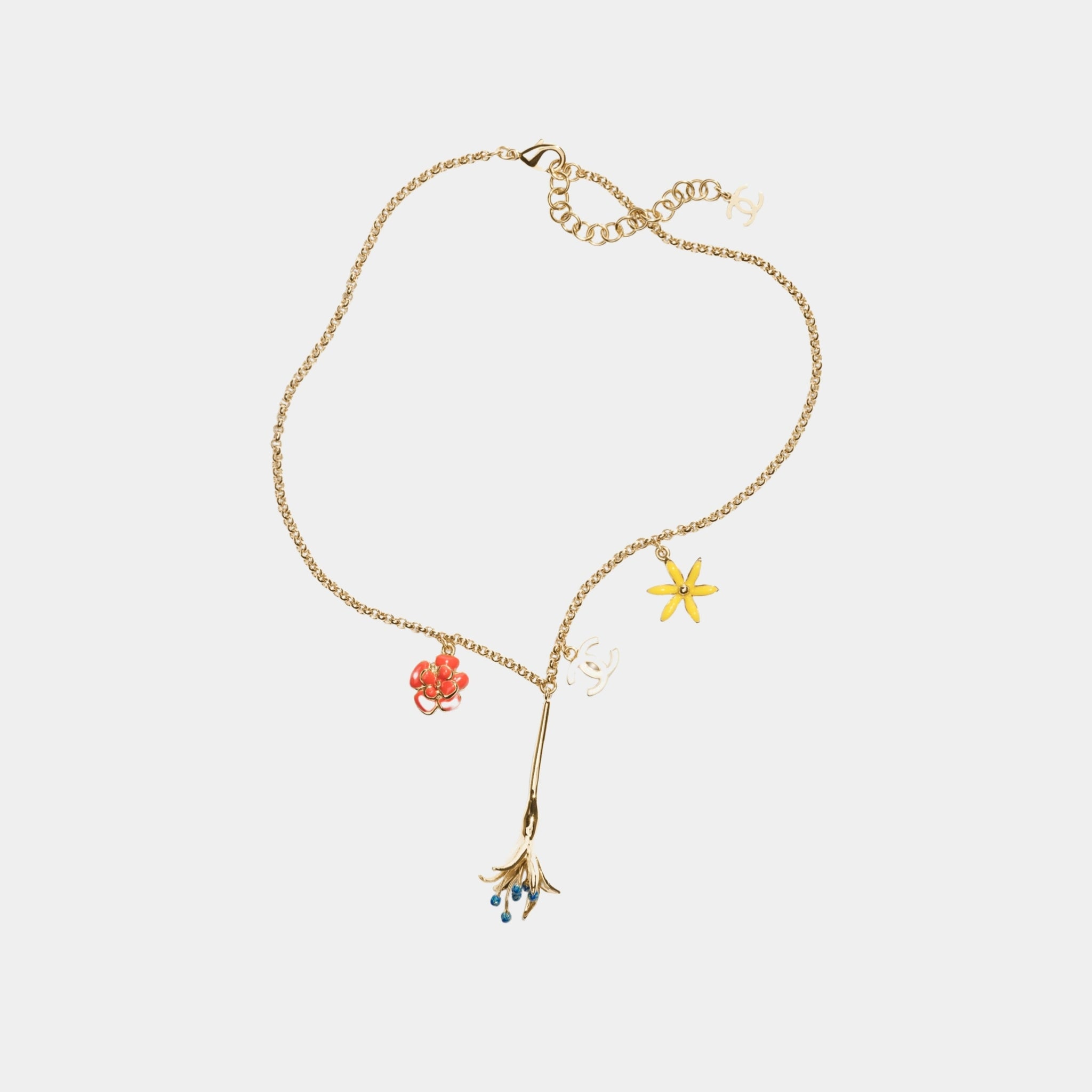 Chanel Floral Inspired Necklace in Metal & Resin, Front