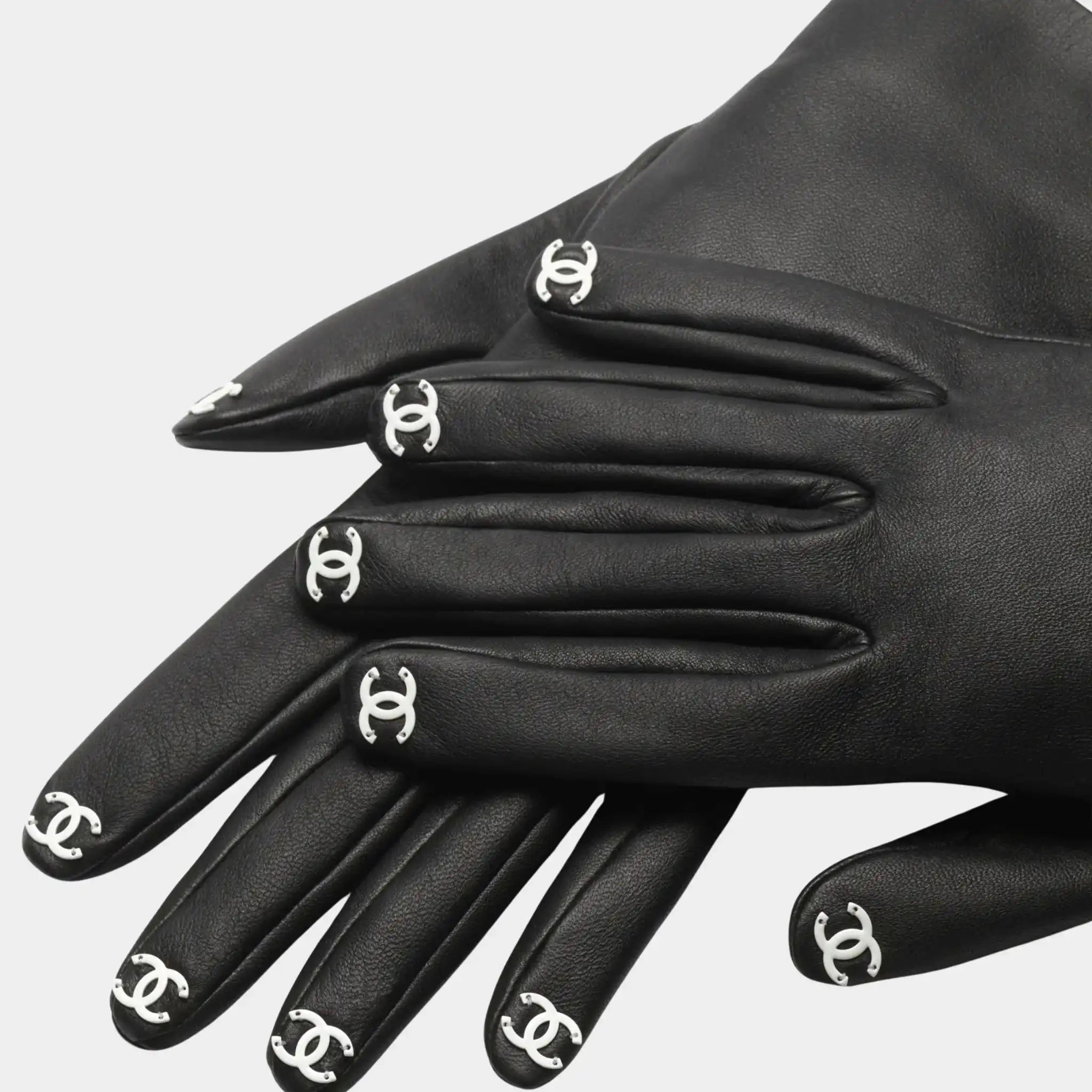 Hand Gloves Lamb Black, White, front