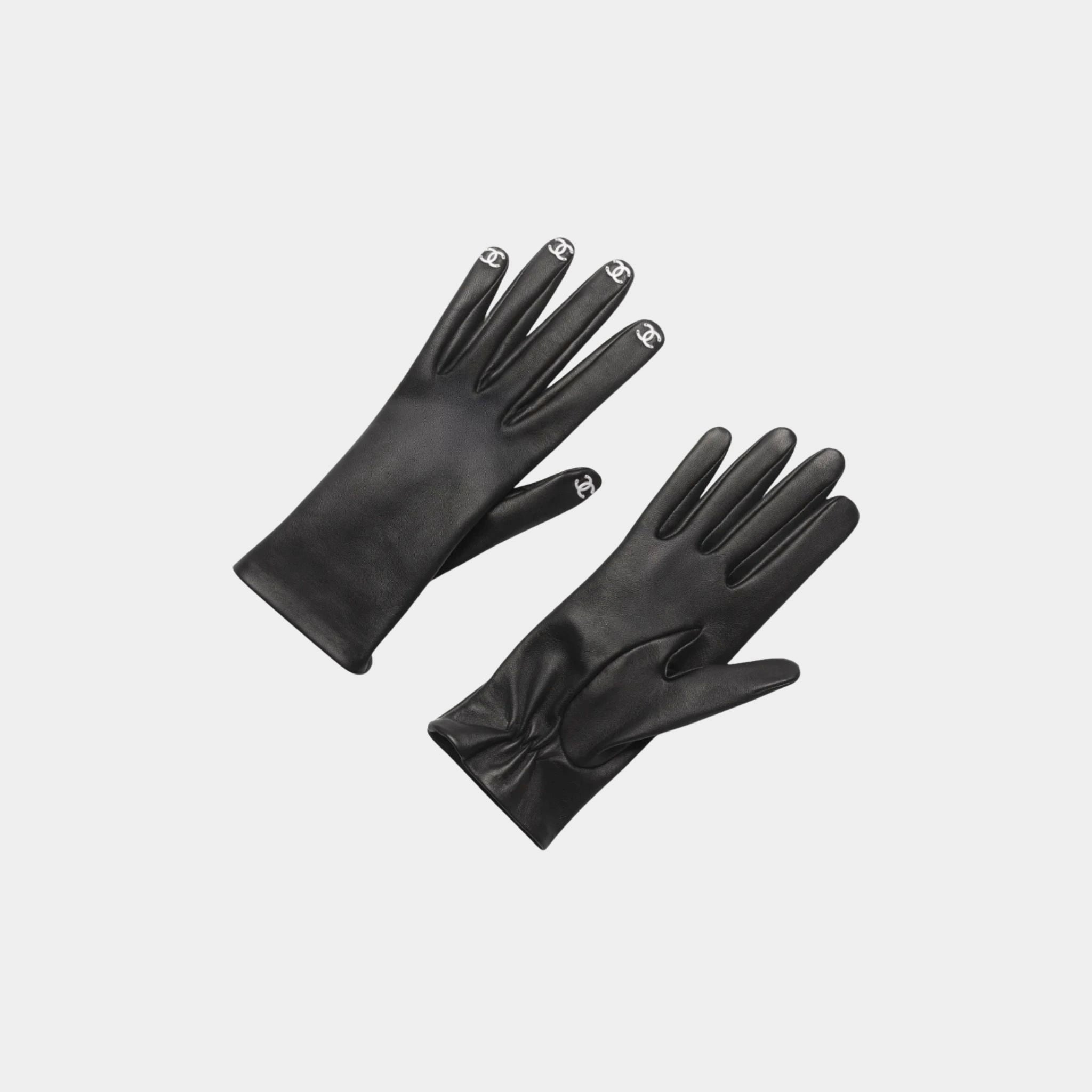 Hand Gloves Lamb Black, White, front