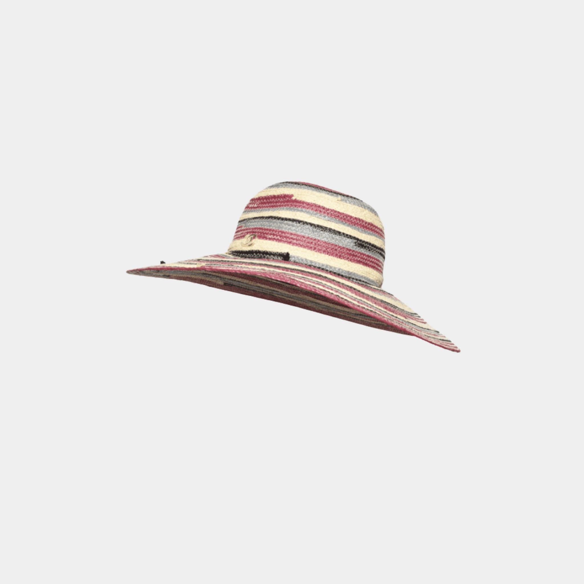 Chanel Hat Straw Glass & Metal Beige Multicolor & Gold