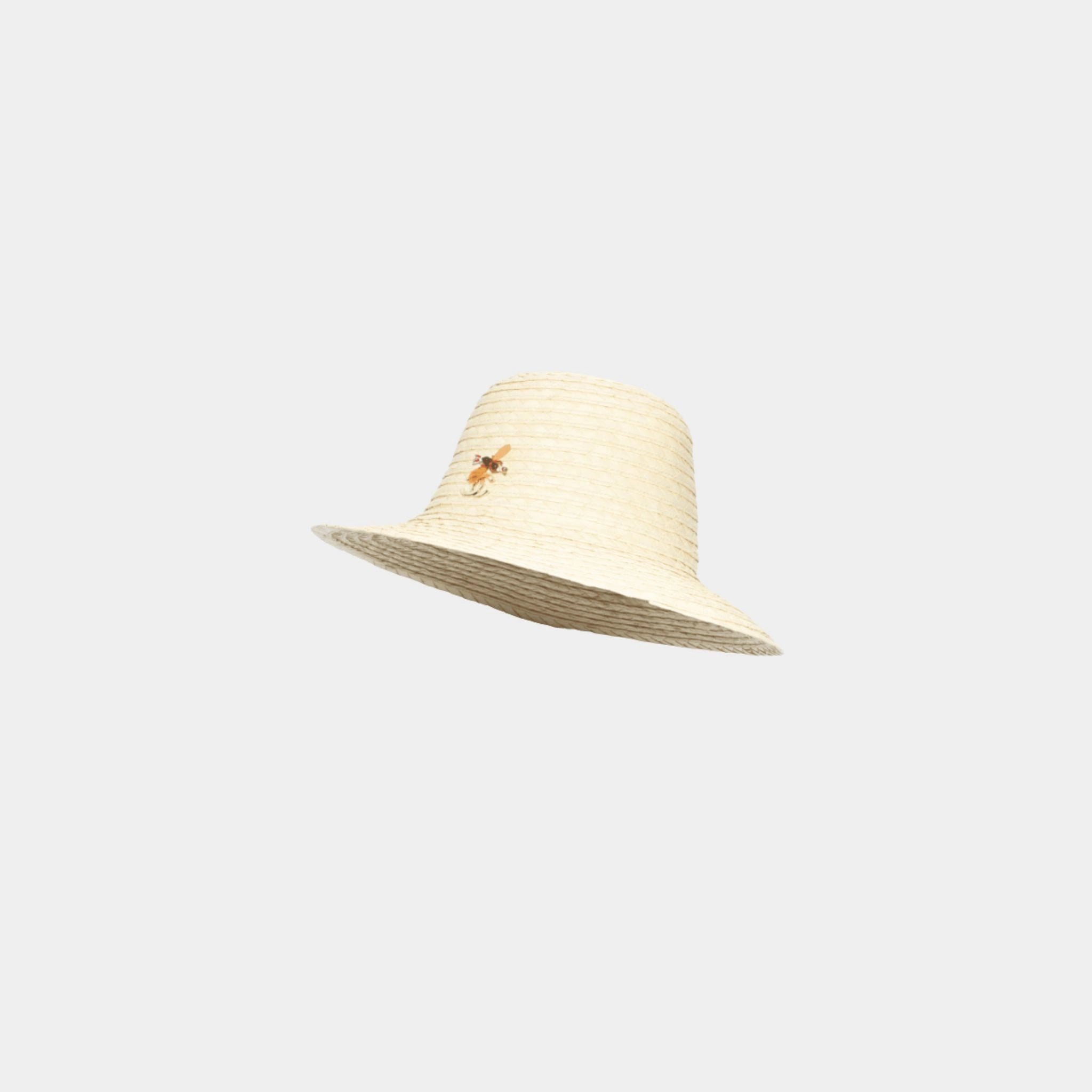 Chanel Hat Straw Glass & Metal Beige Multicolor & Gold