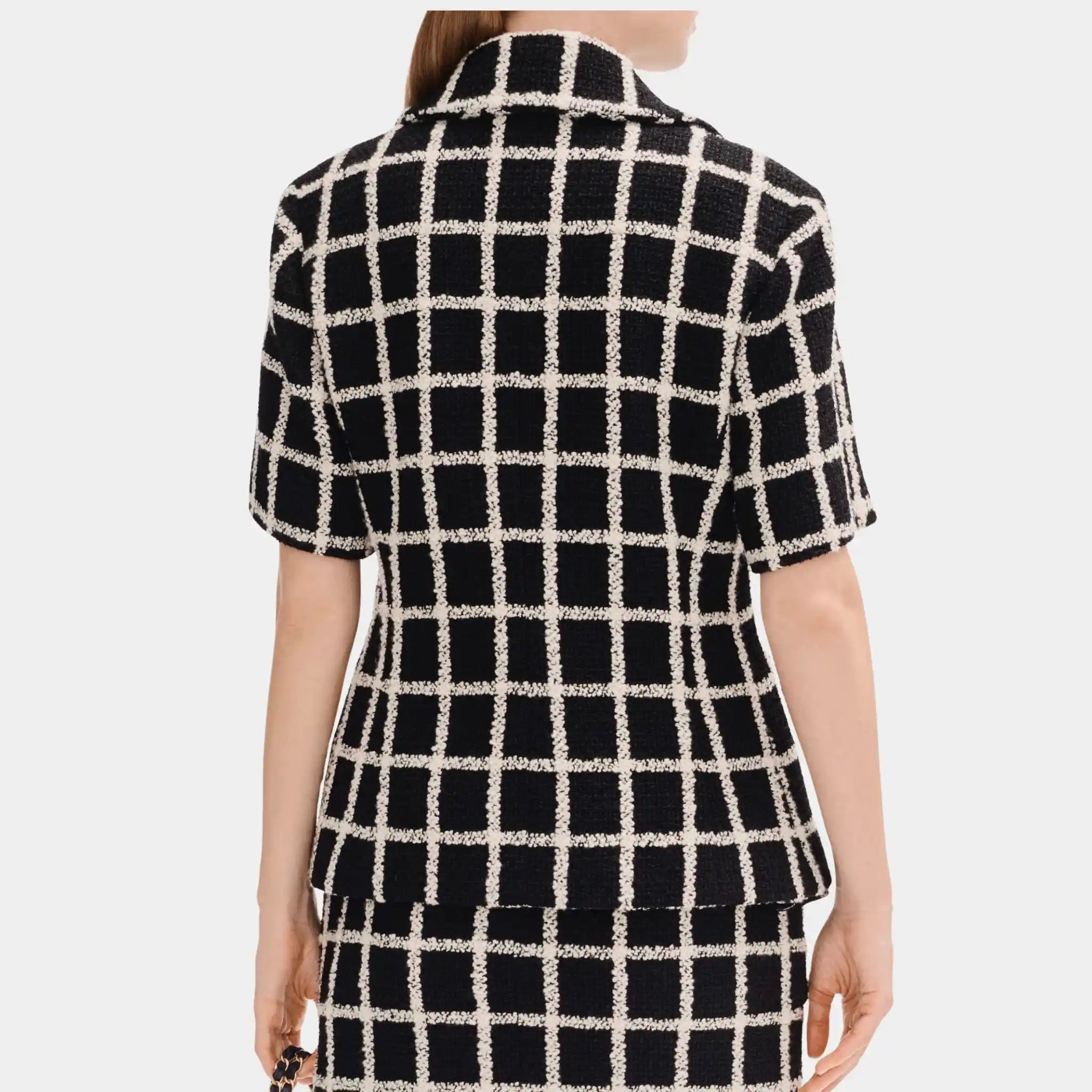 Chanel Jacket in Black and White Wool Tweed, Back