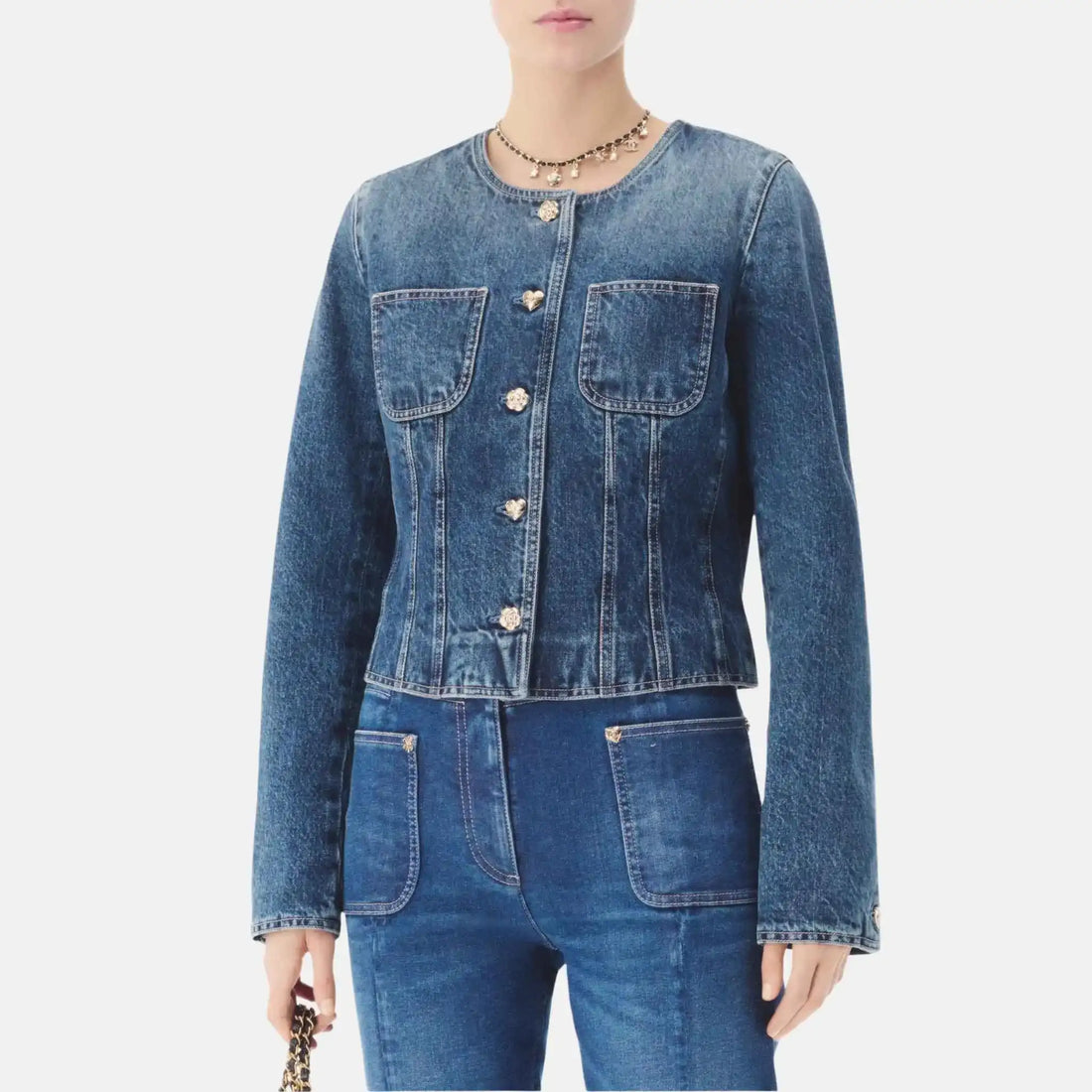 Chanel Jacket in Blue Washed Denim, Front