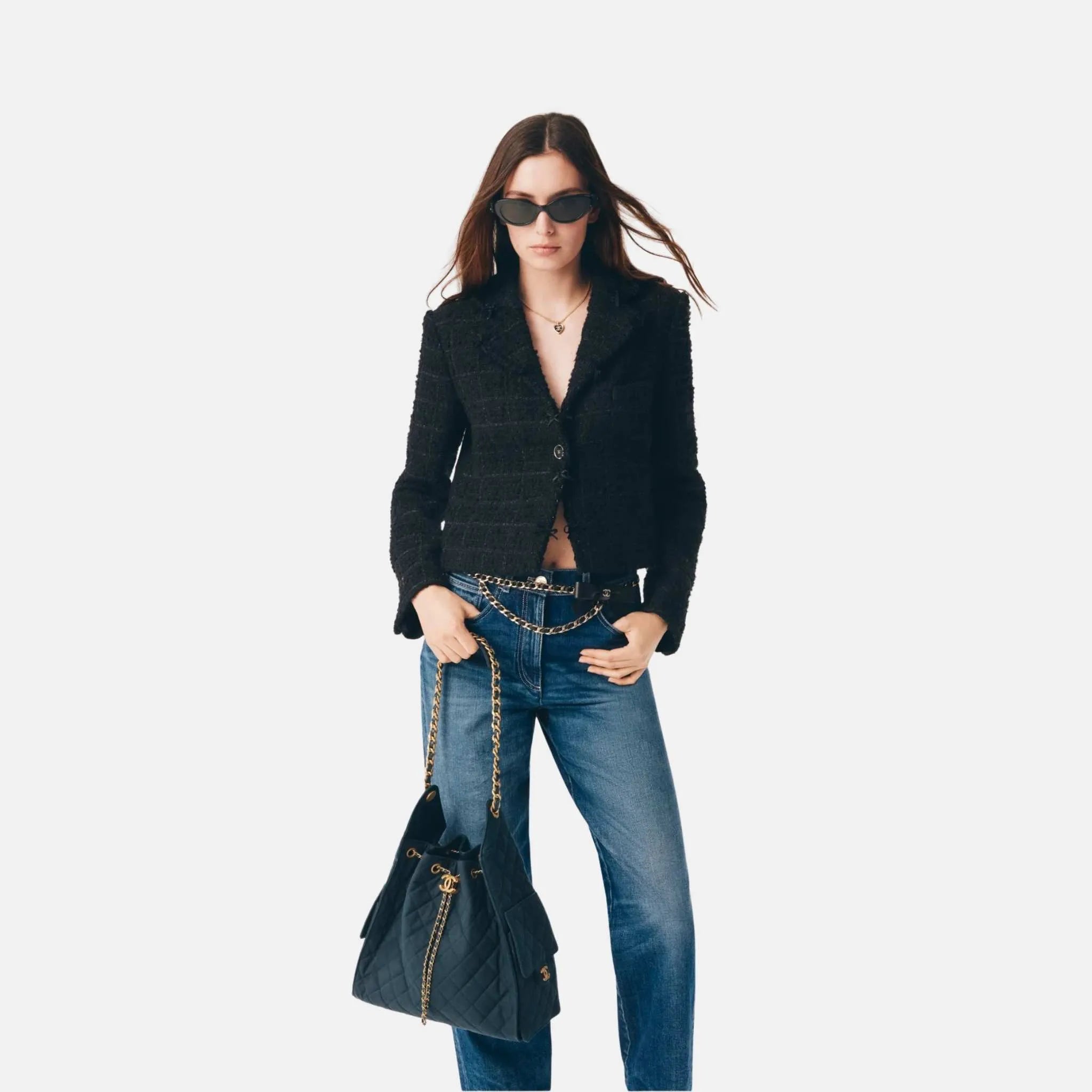 Chanel Jacket in Tweed and Wool Crepe, Front