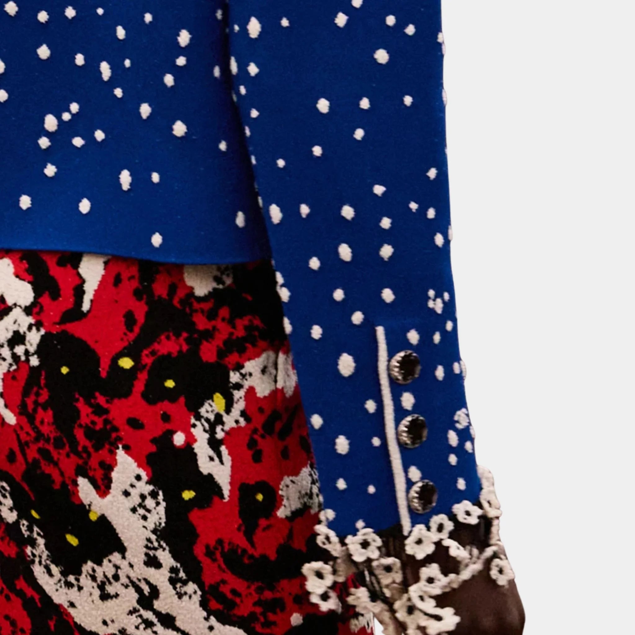 Chanel Jacket Mixed Fibers Cobalt Blue & Silk White
