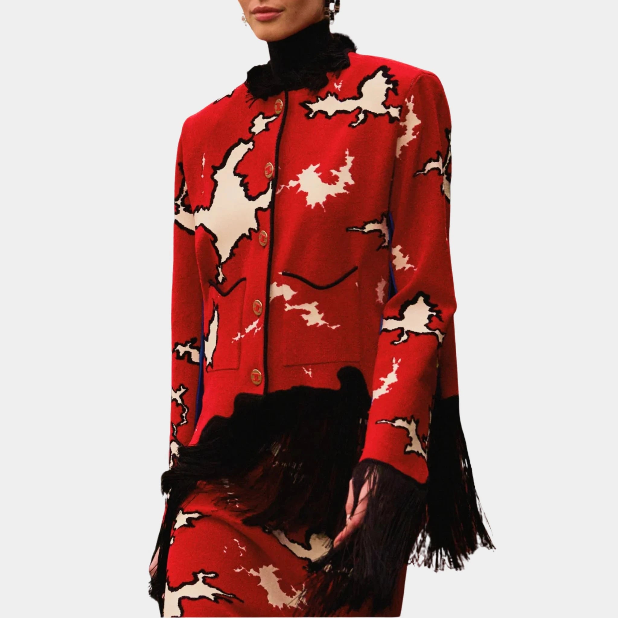 Chanel Jacket Mixed Fibers Red White & Black