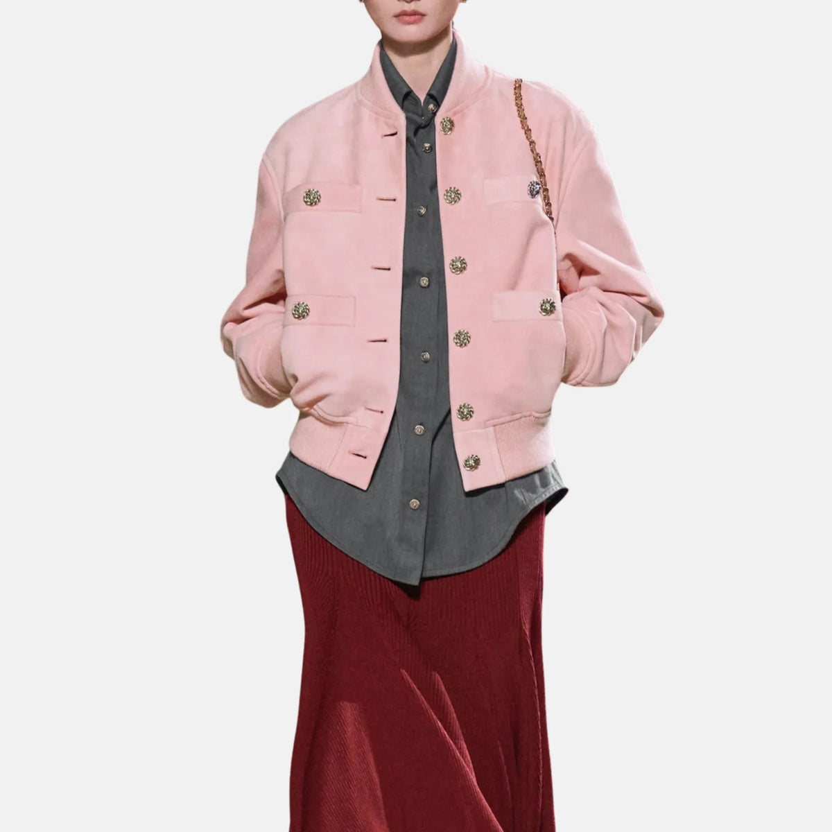 Chanel Jacket Suede Lambskin in Sherbet Pink