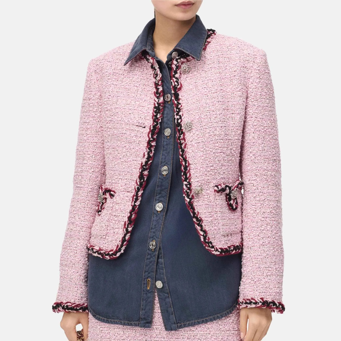Jacket Tweed in Pink Black and White