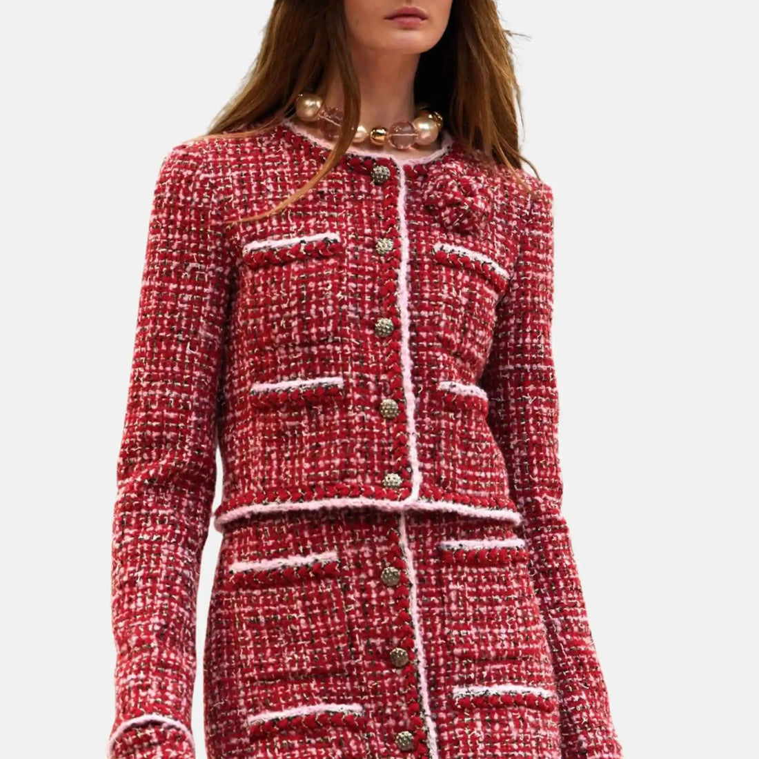 Chanel Jacket Tweed Red, Front