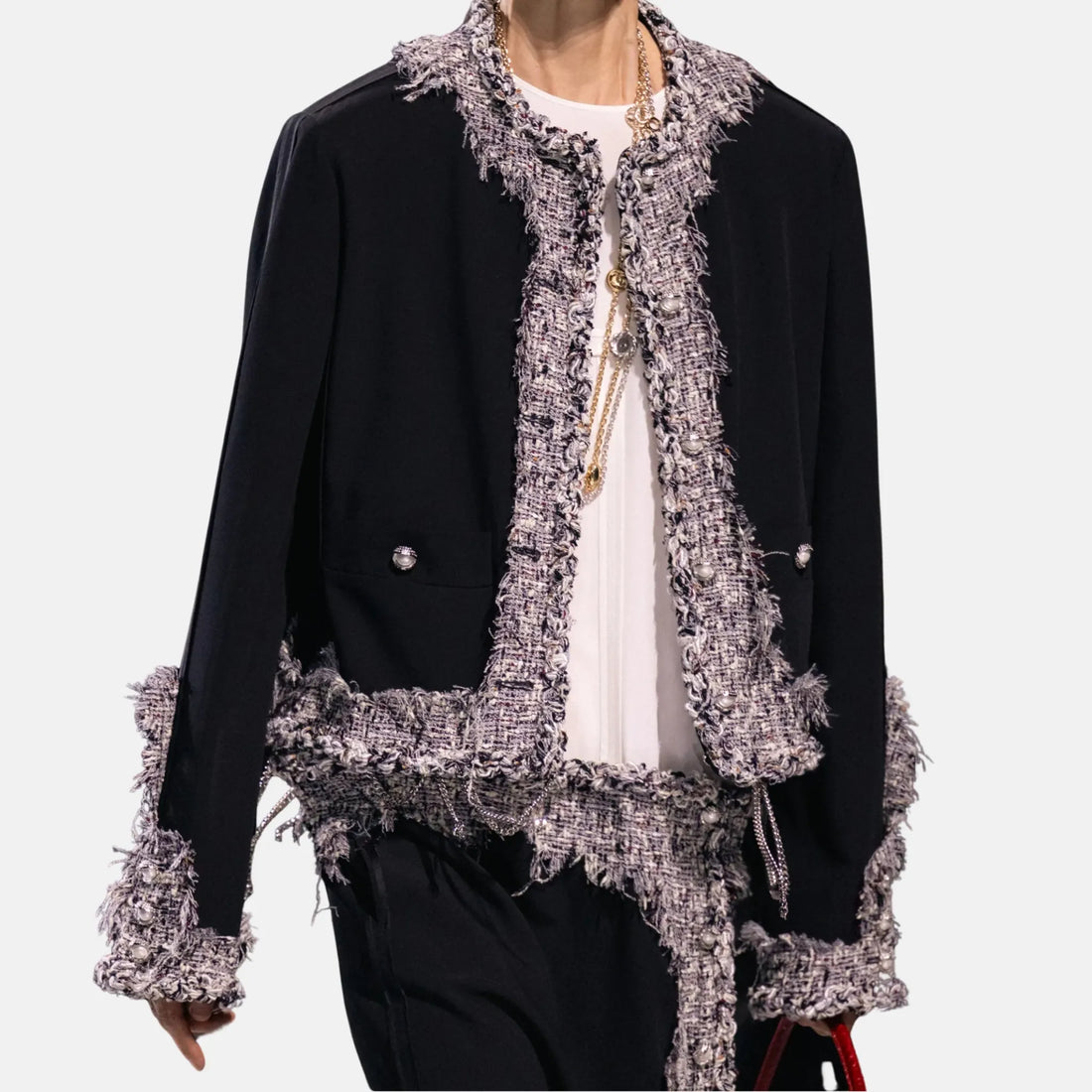 Chanel Jacket Wool Crepe in Black