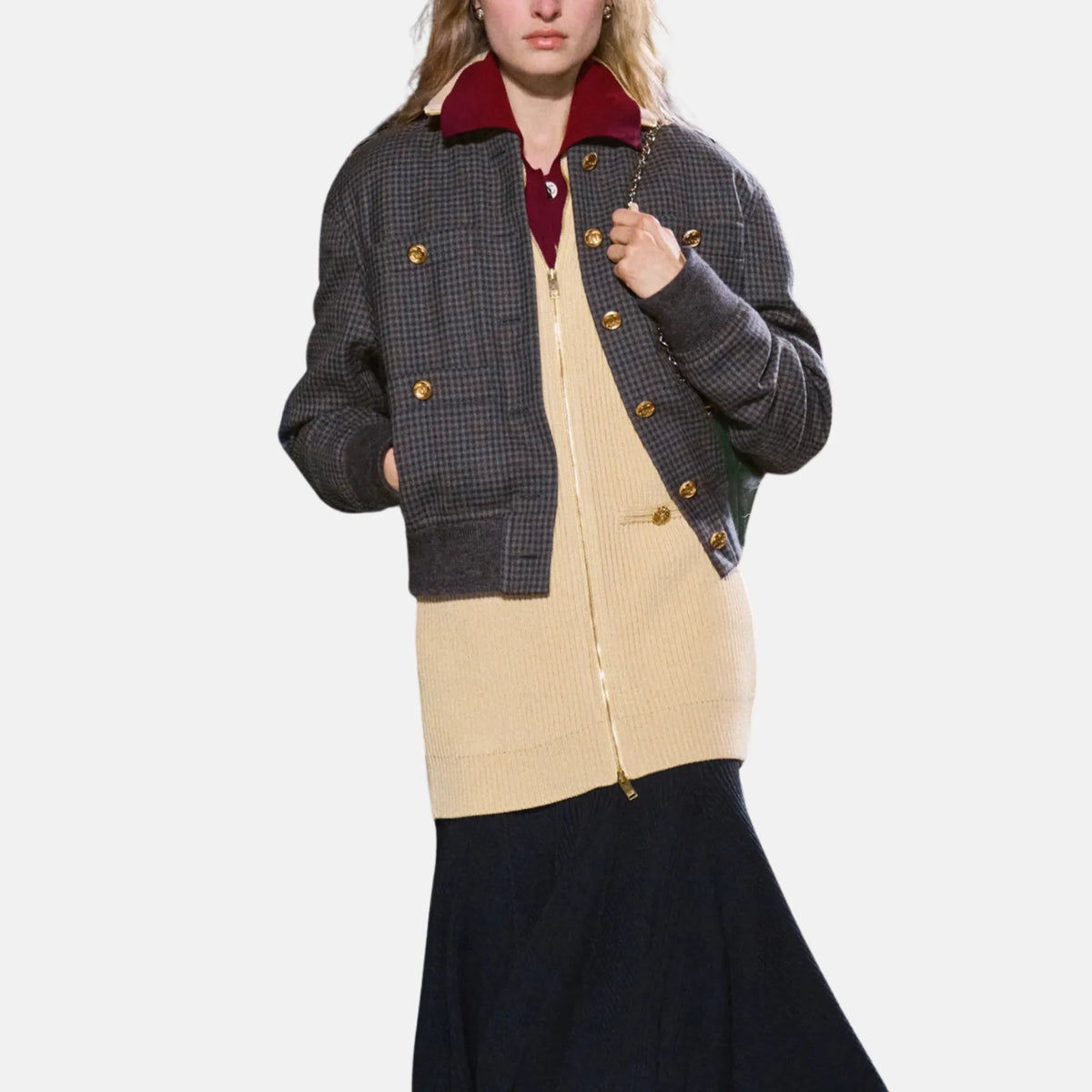 Chanel Jacket Wool in Navy Blue and Charcoal