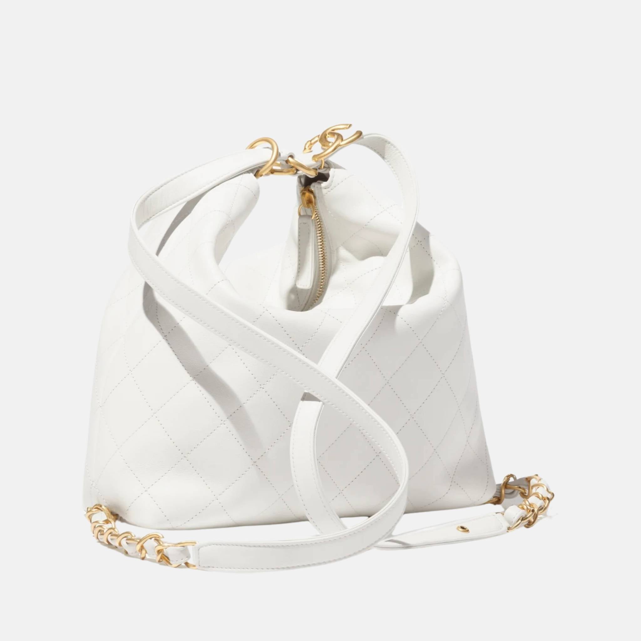 Chanel Large Backpack In Calfskin & Tone Metal, Back