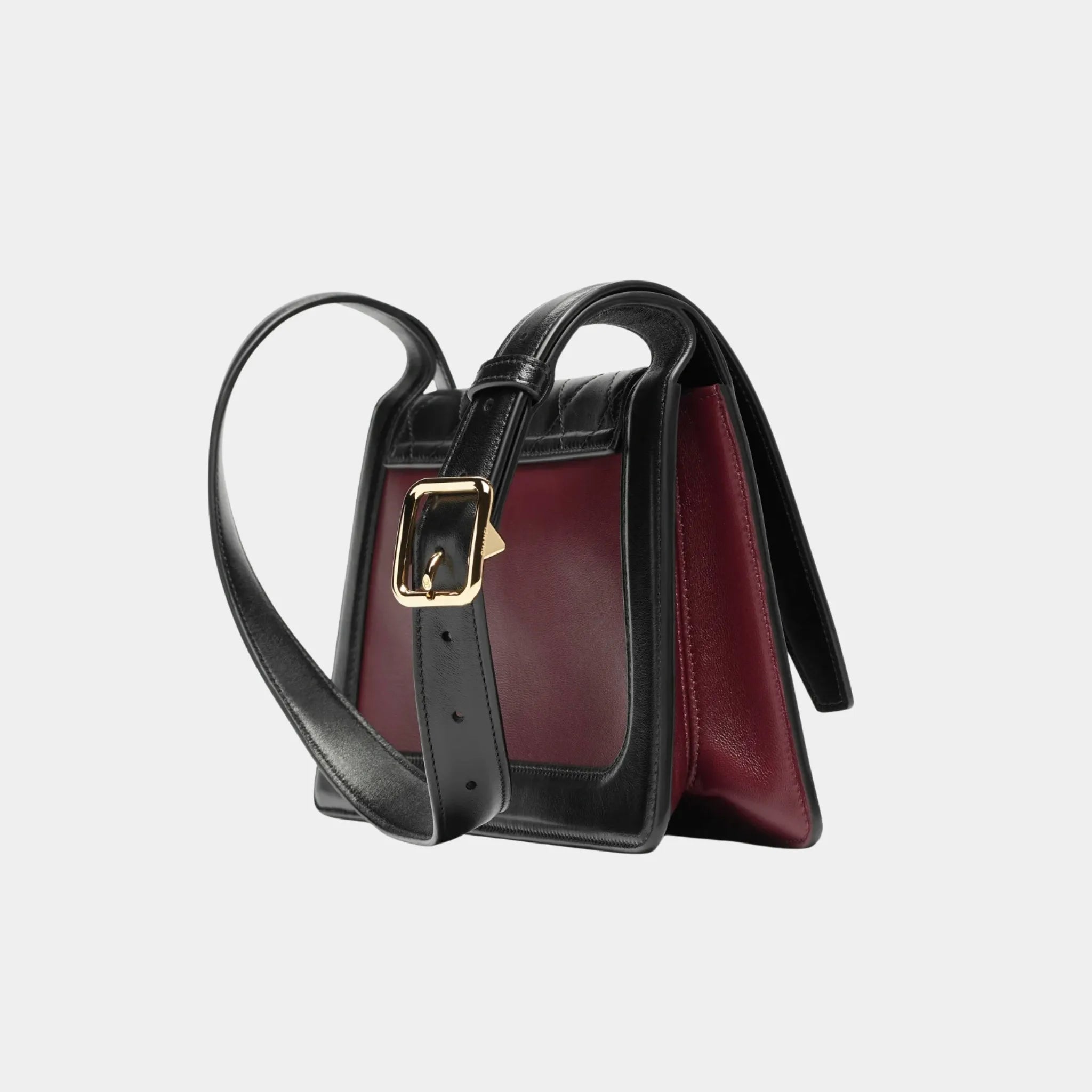 Chanel Large Flap Bag in Black & Dark Burgundy Shiny Calfskin, Back